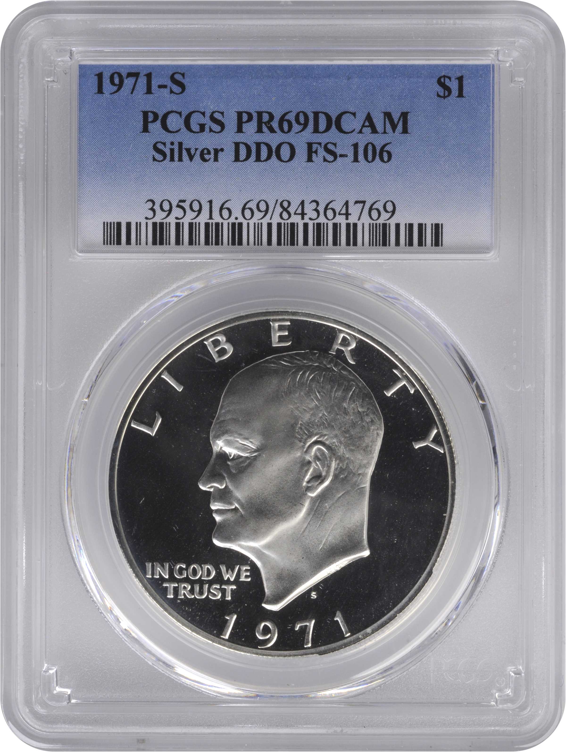 1971-S $1  Silver, Doubled Die Obverse, FS-106 PR DCAM PR69 DCAM thumbnail 8