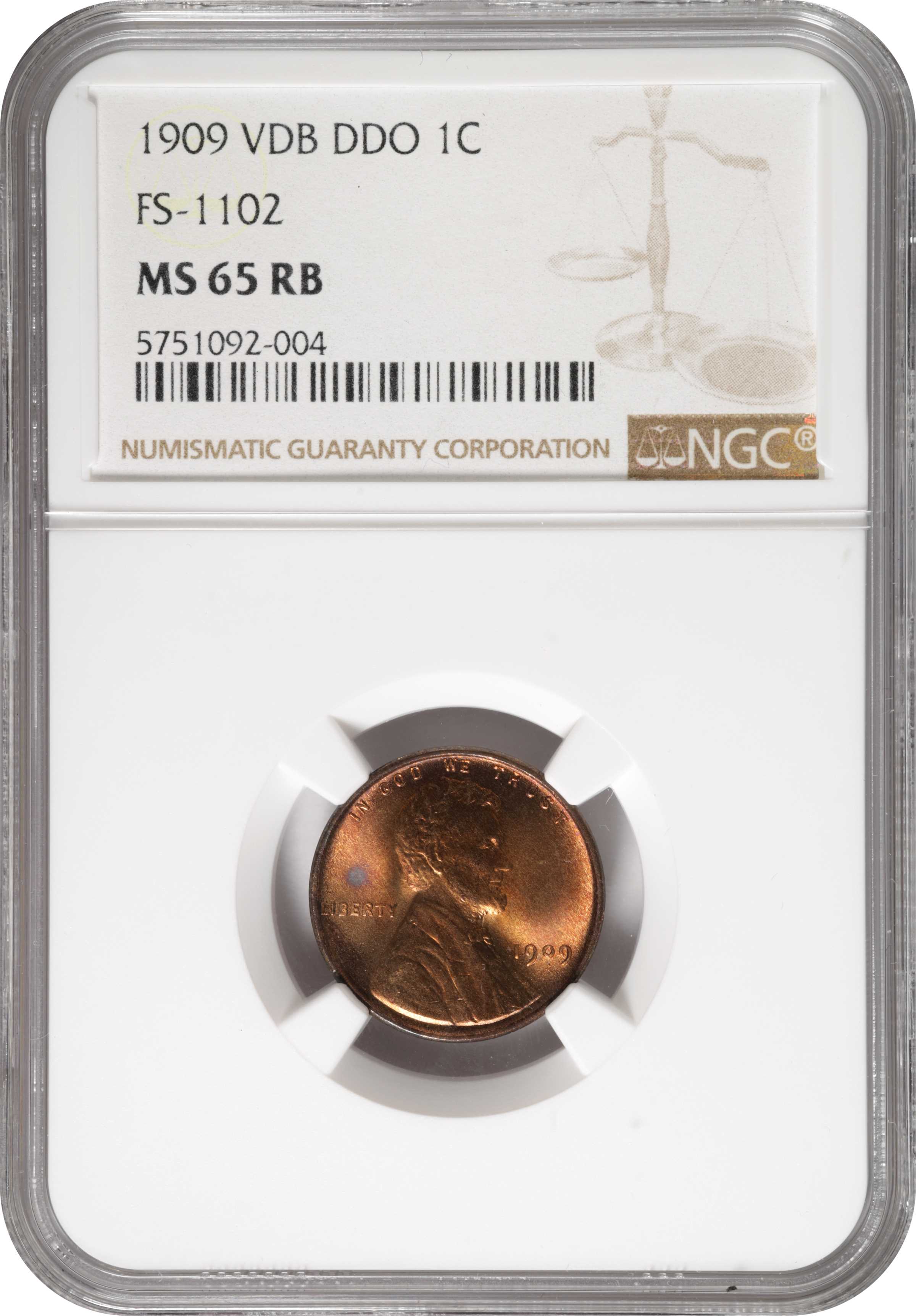 1909 VDB 1c Doubled Die Obverse, FS-1102 MS RB MS65 RB thumbnail 5