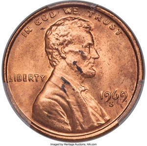 image for: 1969-S 1C Doubled Die Obverse, FS-101, MS64 Red PCGS....