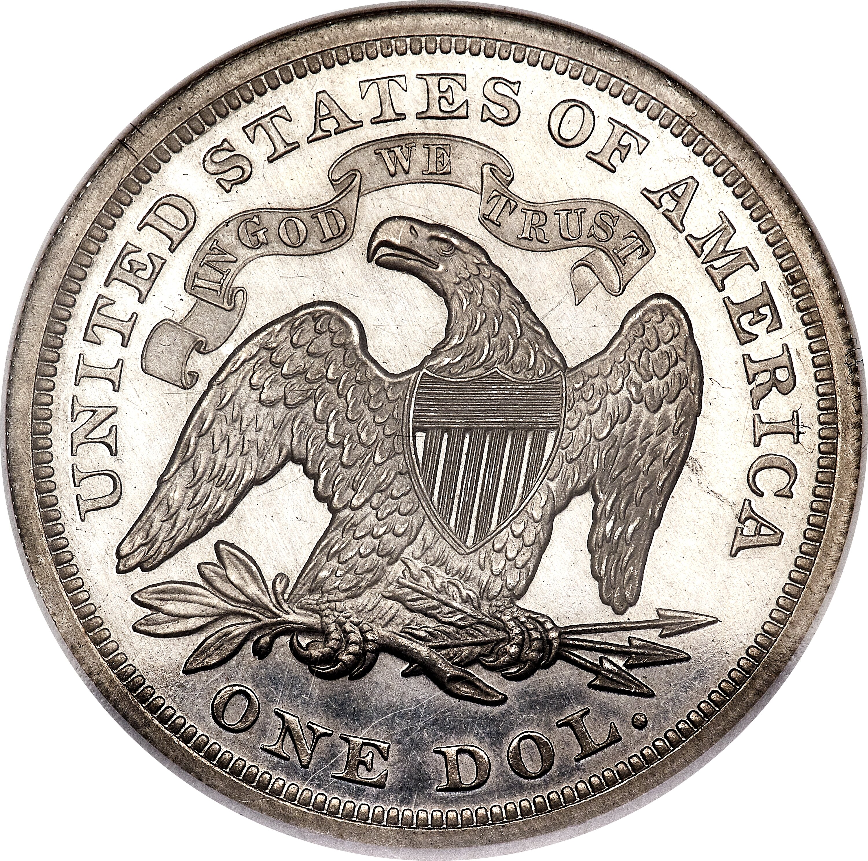 1863 P$1 Aluminum, J-347 PR CAM PR65 CAM CAC thumbnail 3
