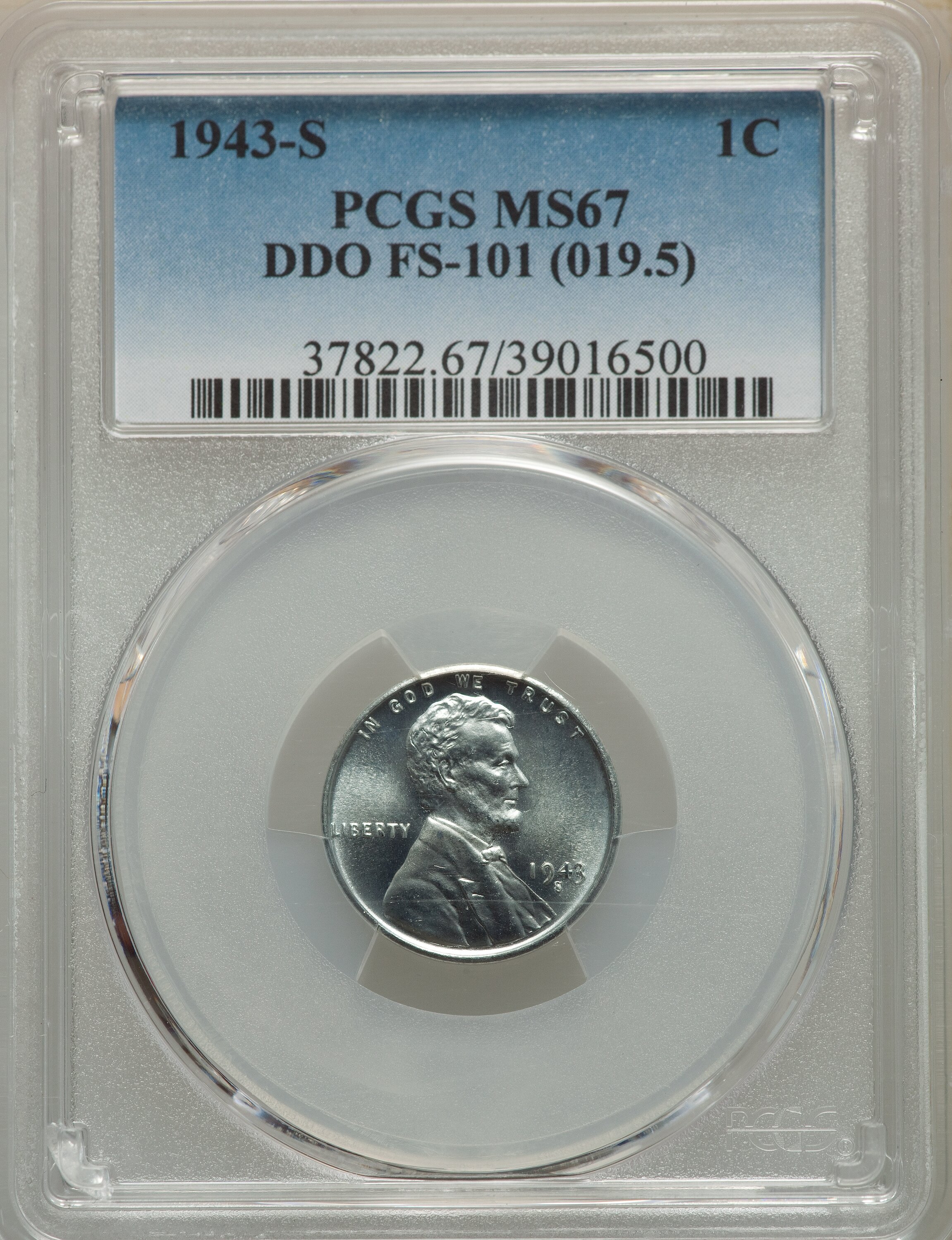1943-S 1C Doubled Die Obverse, FS-101 MS67 PCGS. PCGS Population: (14/0). NGC Census: (0/0). ...