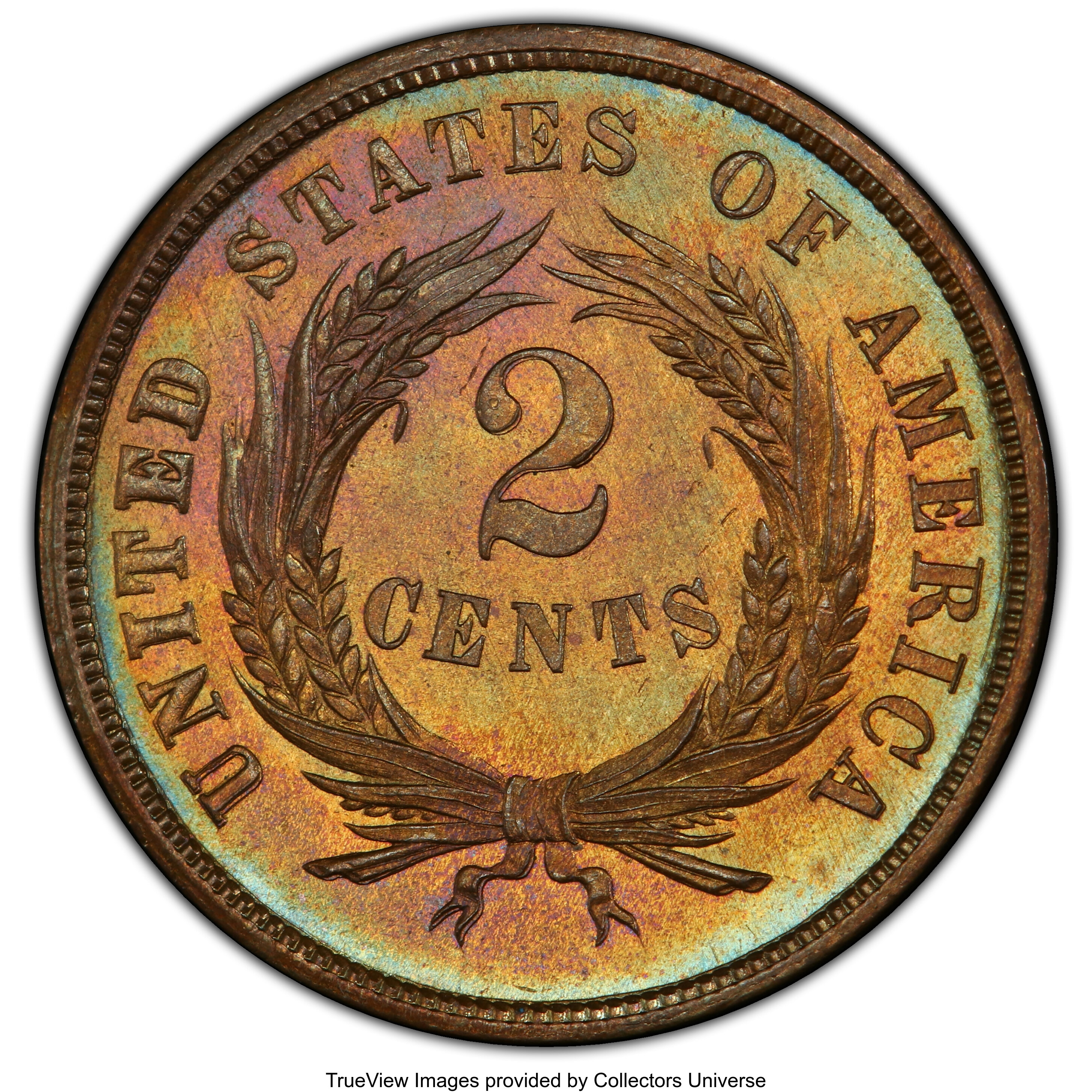 1865 2c Plain 5 MS BN MS66 BN CAC thumbnail 4