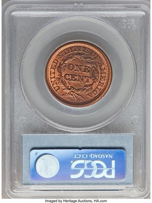 image for: 1845 1C N-9, R.2, MS64 Red PCGS. CAC....