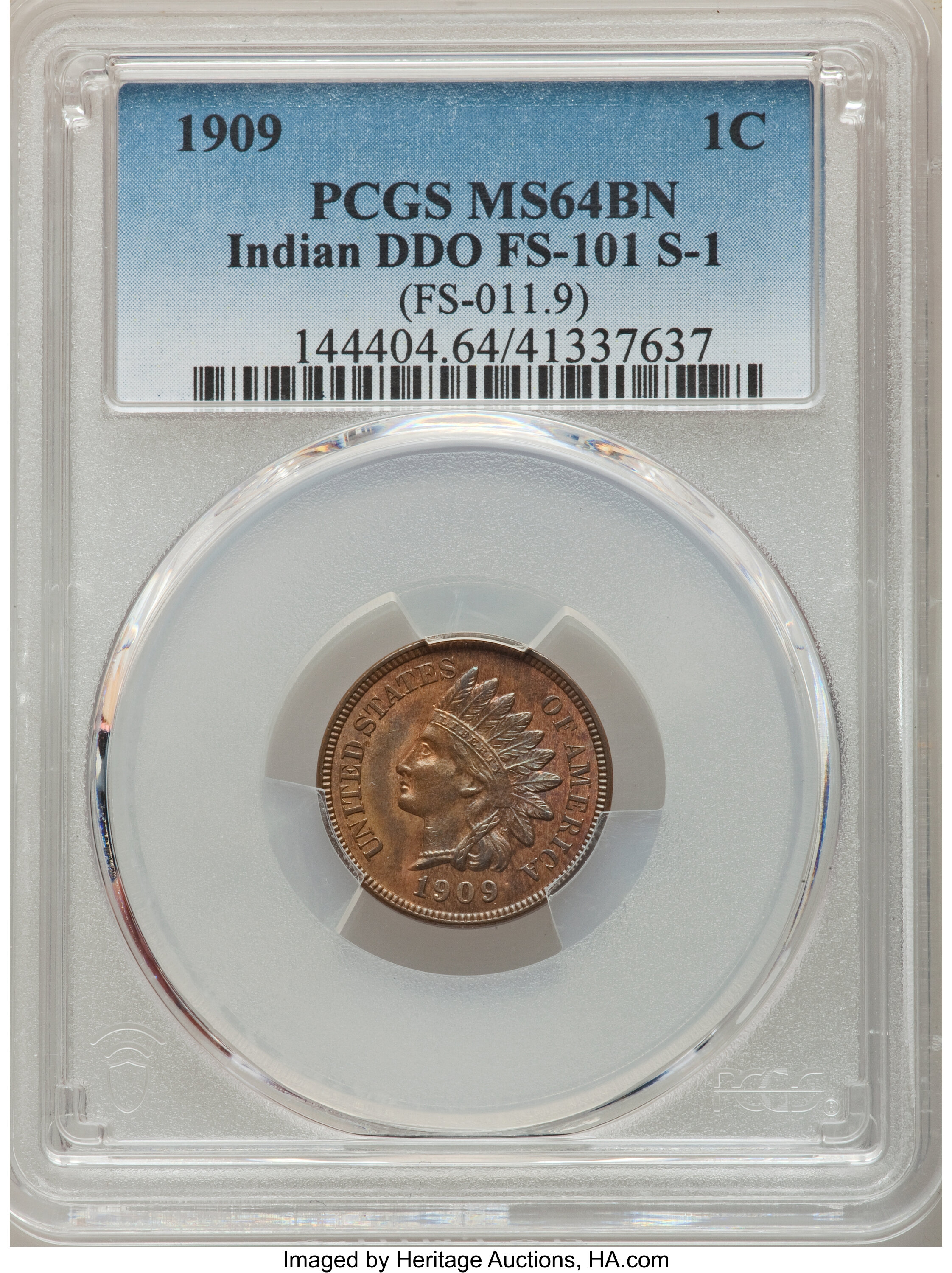1909 1C Doubled Die Obverse, Snow-1, FS-101, MS64 Brown PCGS. (FS-011.9). PCGS Population: (3/1). NGC Census: (0/0). MS64. ...