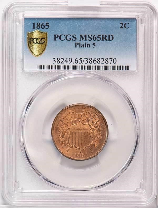 1865 2c Plain 5 MS RD MS61 RD CAC thumbnail 15