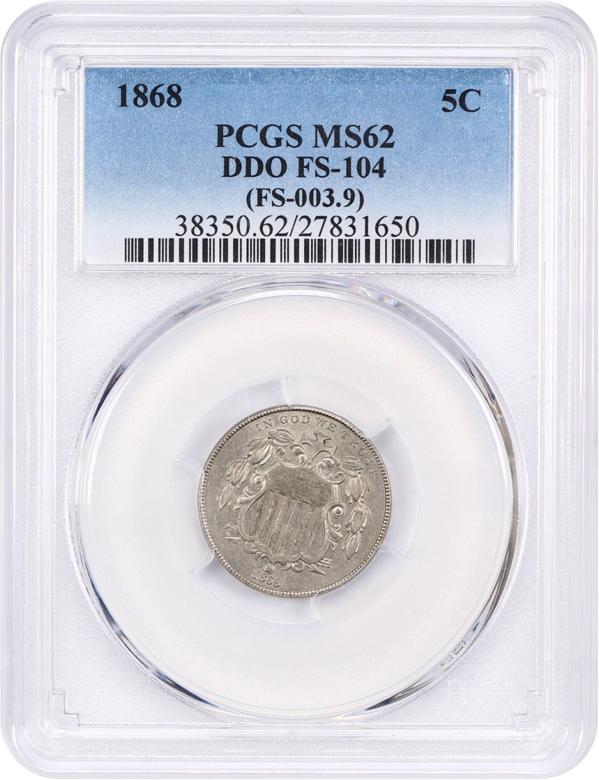 1868 5c Doubled Die Obverse, FS-104 MS thumbnail 7
