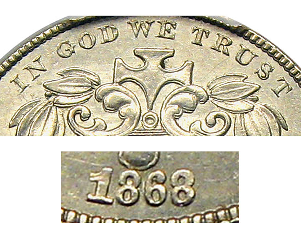 1868 5c Doubled Die Obverse, FS-104 MS thumbnail 5