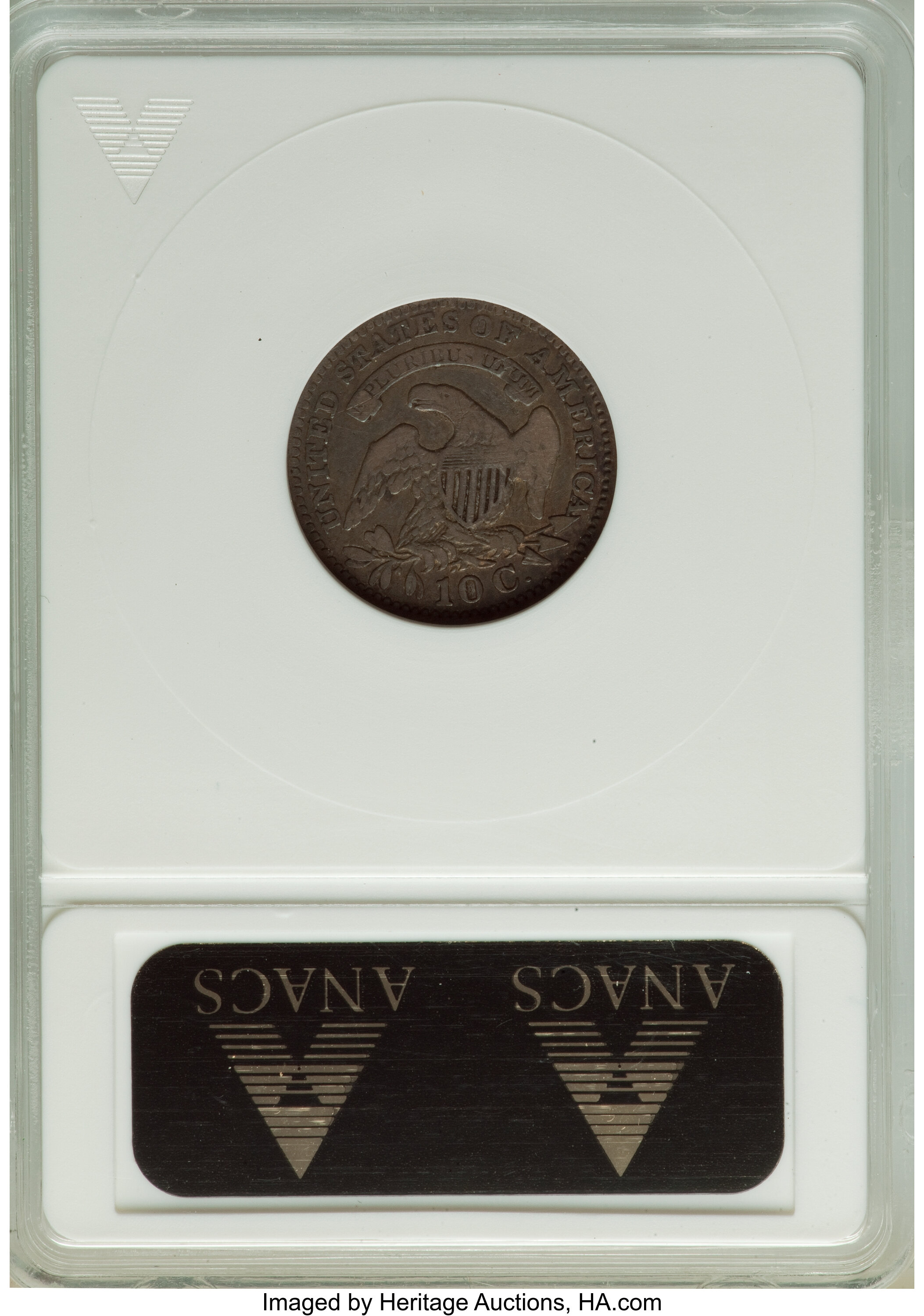 1828 10c Small Planchet, Small Date F12 CAC thumbnail 2