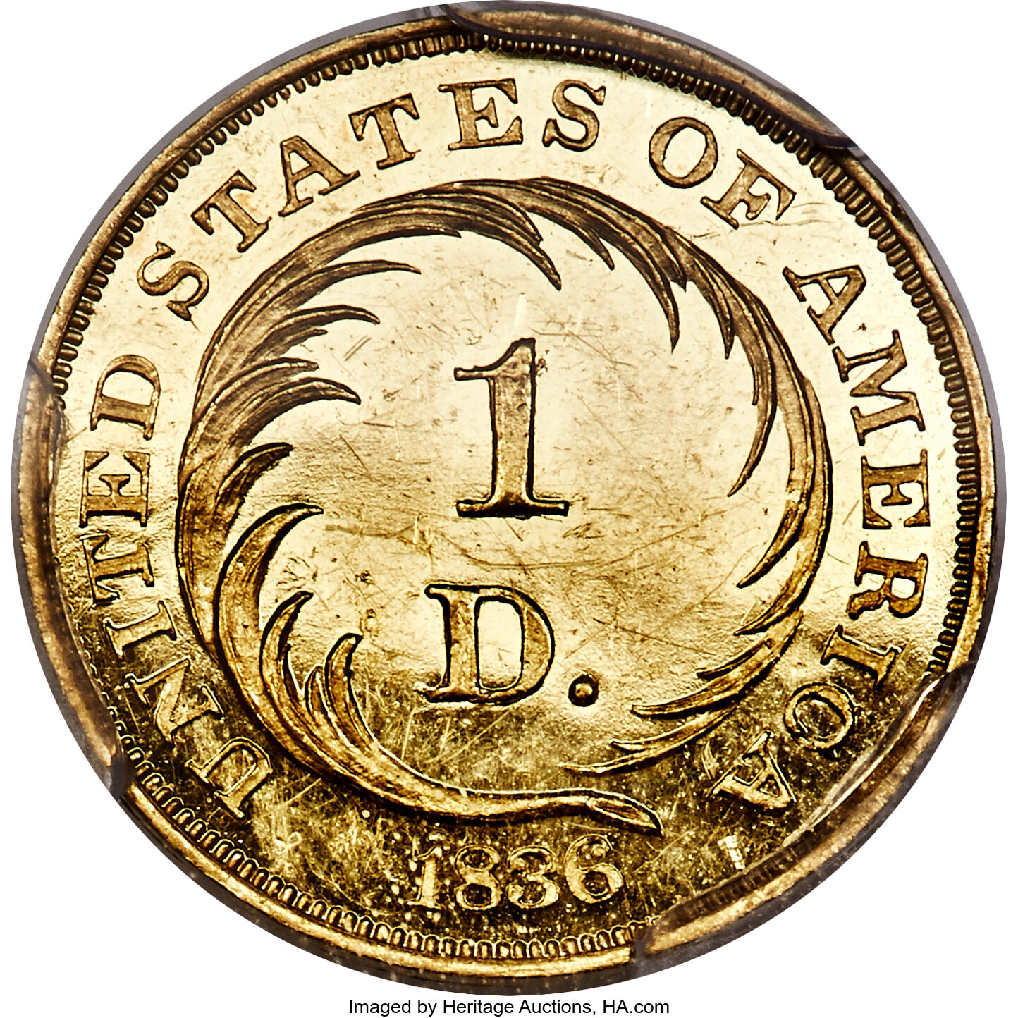 1836 PG$1 Gold alloyed with silver, J-68 PR CAM thumbnail 2