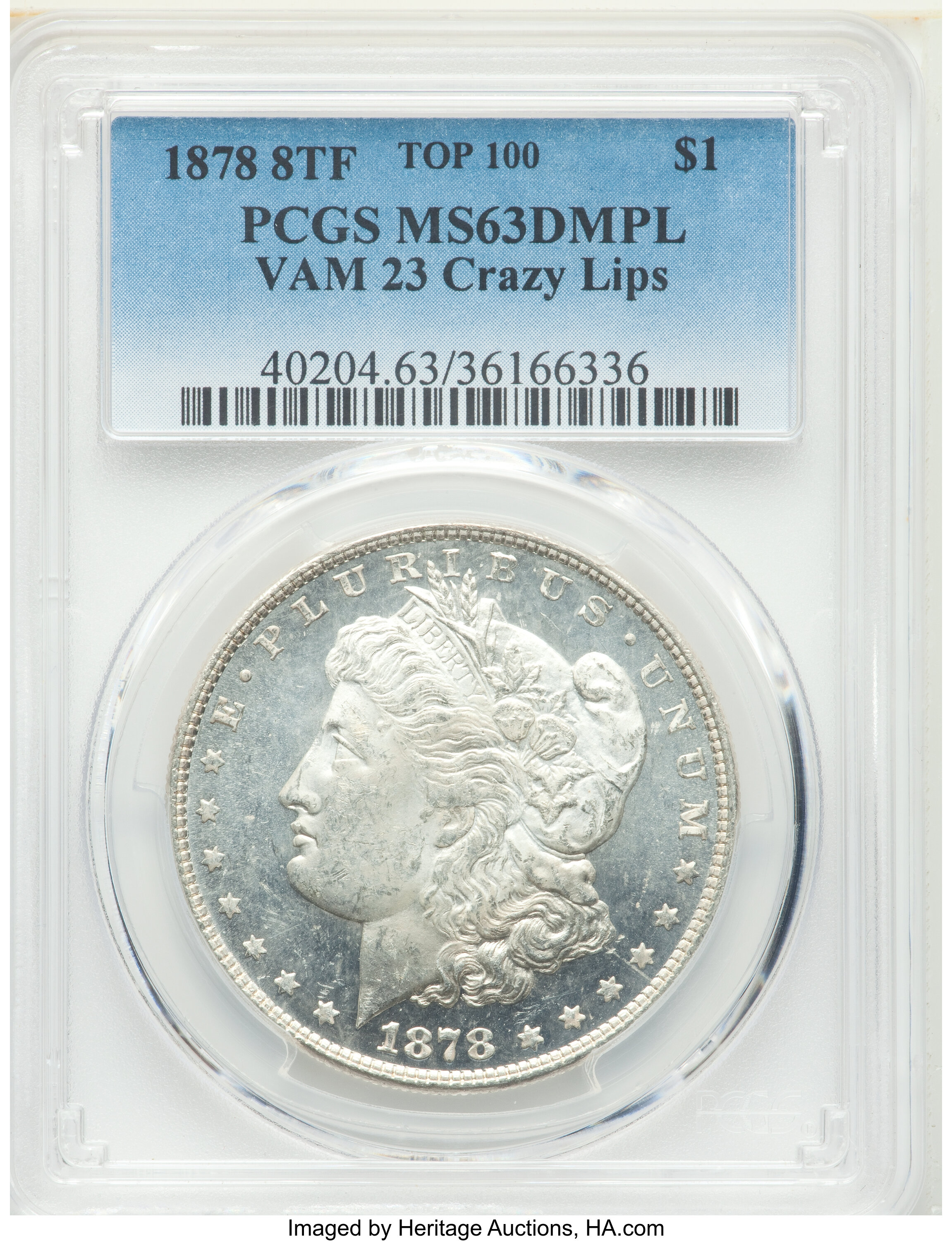 1878 8TF $1  Crazy Lips, VAM-23 MS DMPL MS61 DMPL thumbnail 12
