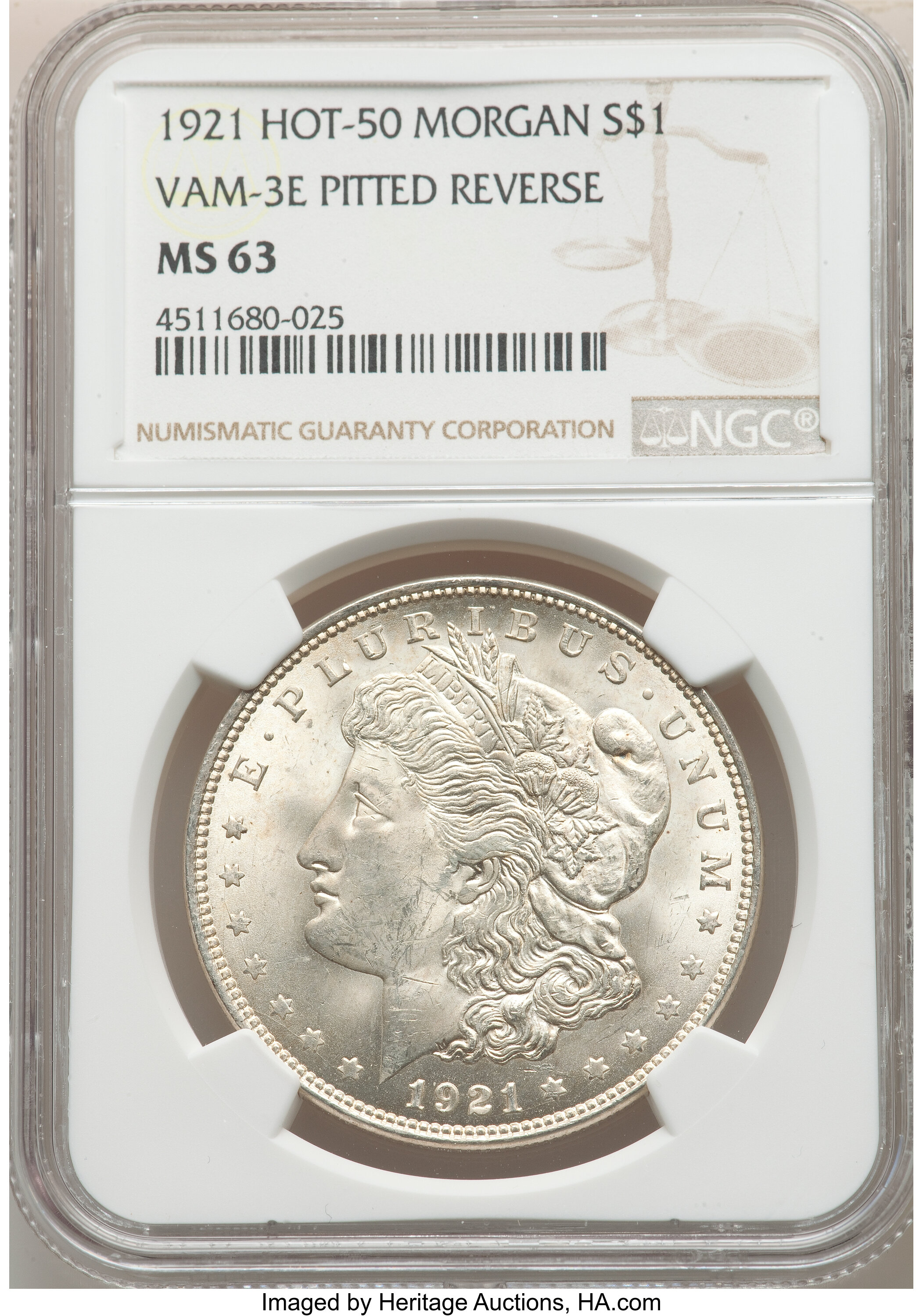 1921 $1  Morgan, Pitted Reverse, VAM-3C1 AG3 thumbnail 15
