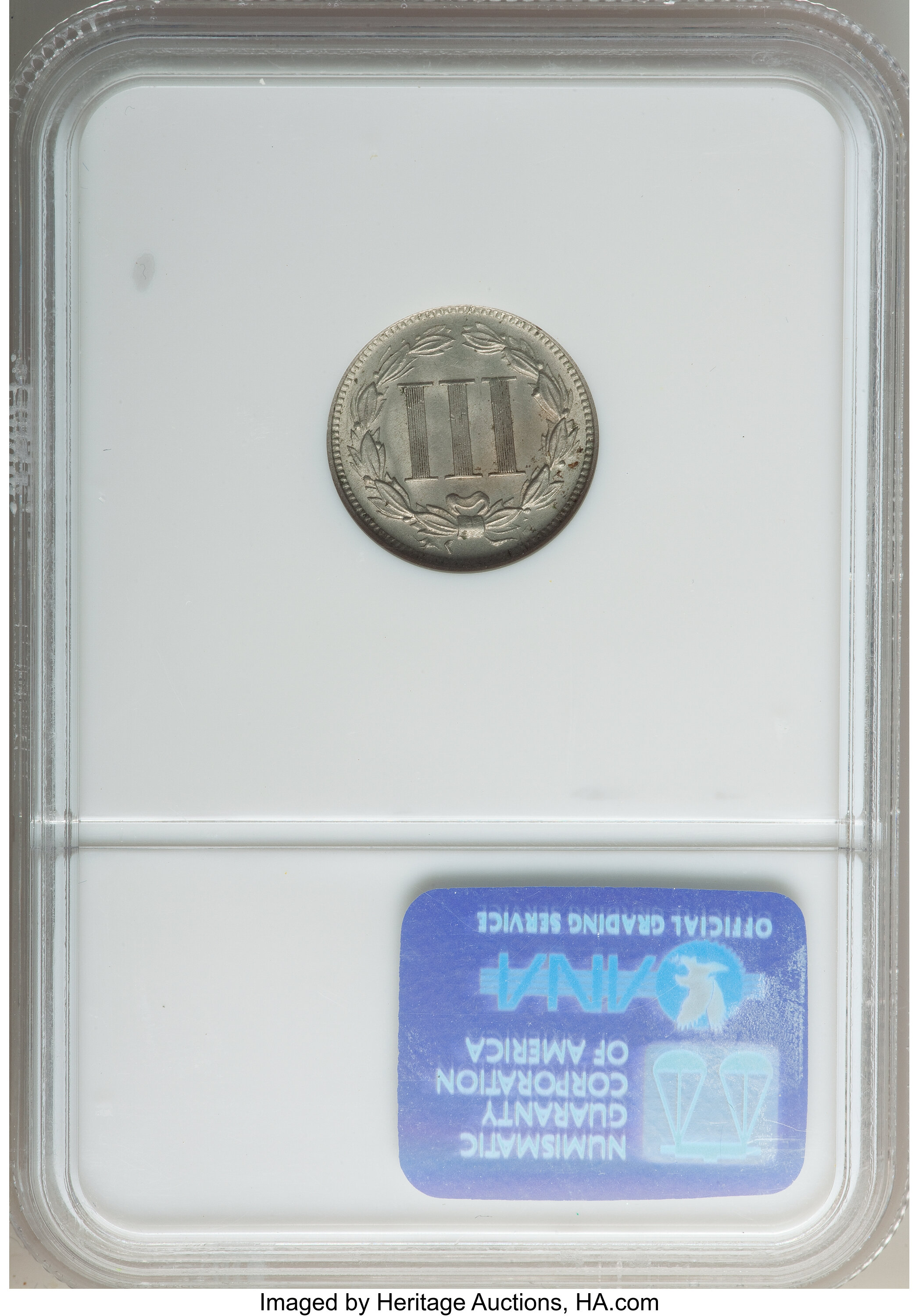 1871 3cN Tripled Die Obverse, FS-101 AU50 thumbnail 6
