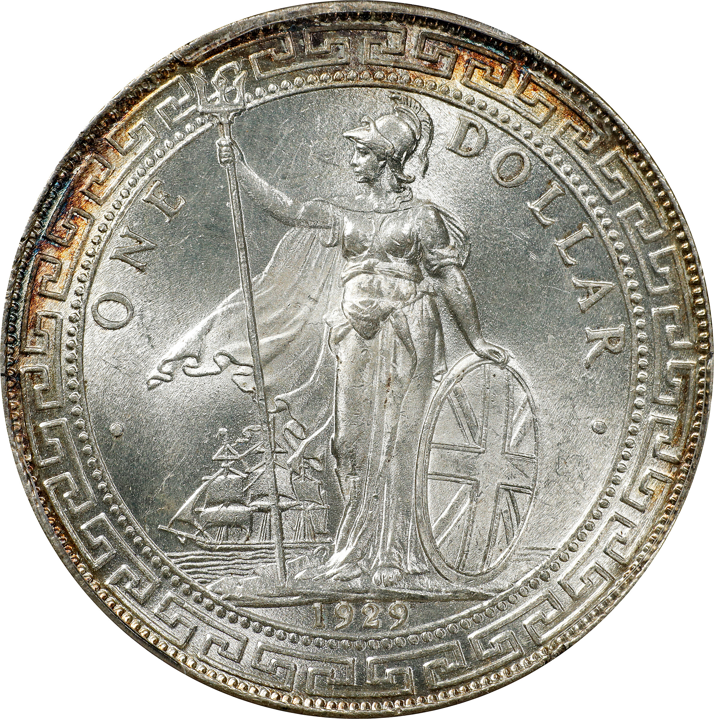 GREAT BRITAIN. Trade Dollar, 1929/1-B. Bombay Mint. George V. PCGS MS-64.