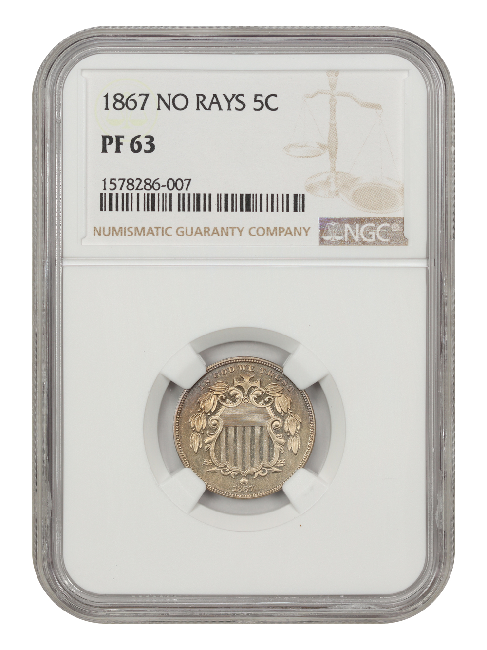 1867 5c No Rays XF40 CAC thumbnail 18