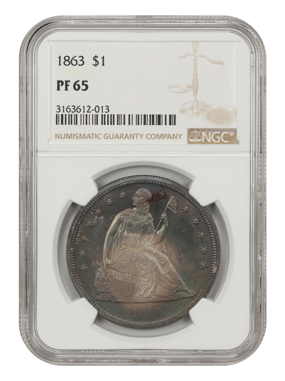 1863 $1 PR65 thumbnail 3