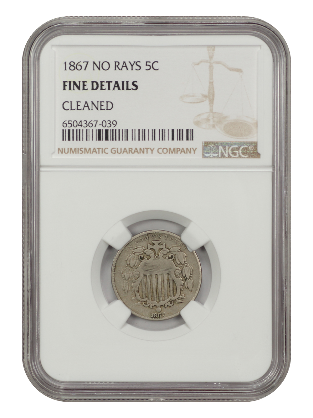 1867 5c No Rays F12 thumbnail 3