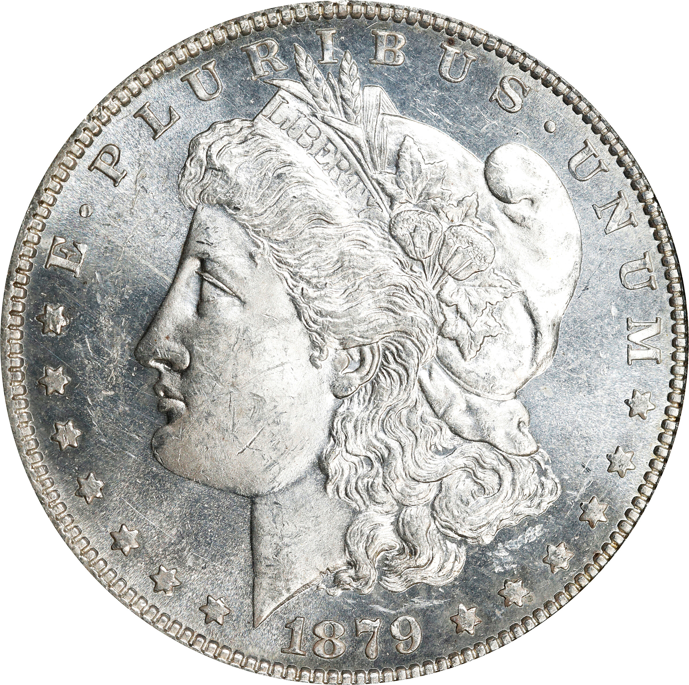1879 Morgan Silver Dollar. MS-60 PL (PCGS). OGH Generation 3.0.