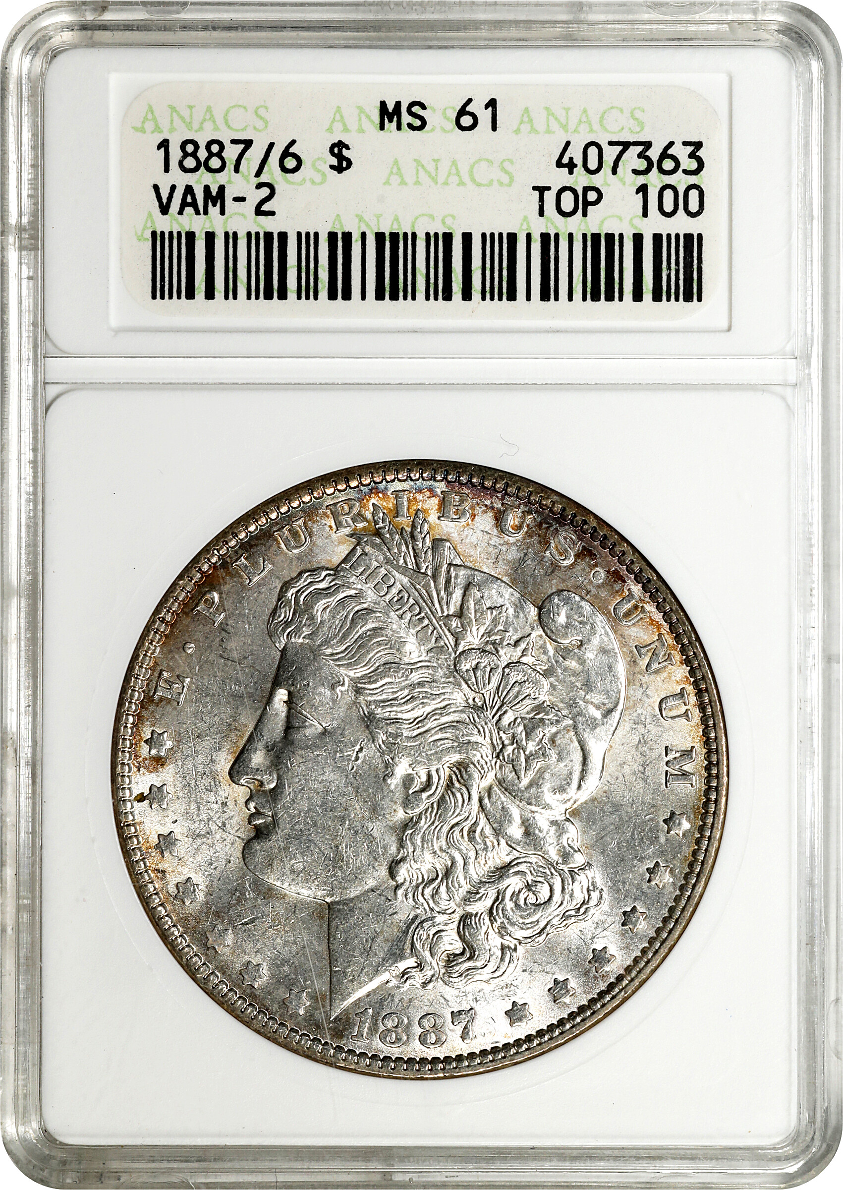 1887/6 $1  Overdate, VAM-2 AU53 thumbnail 18