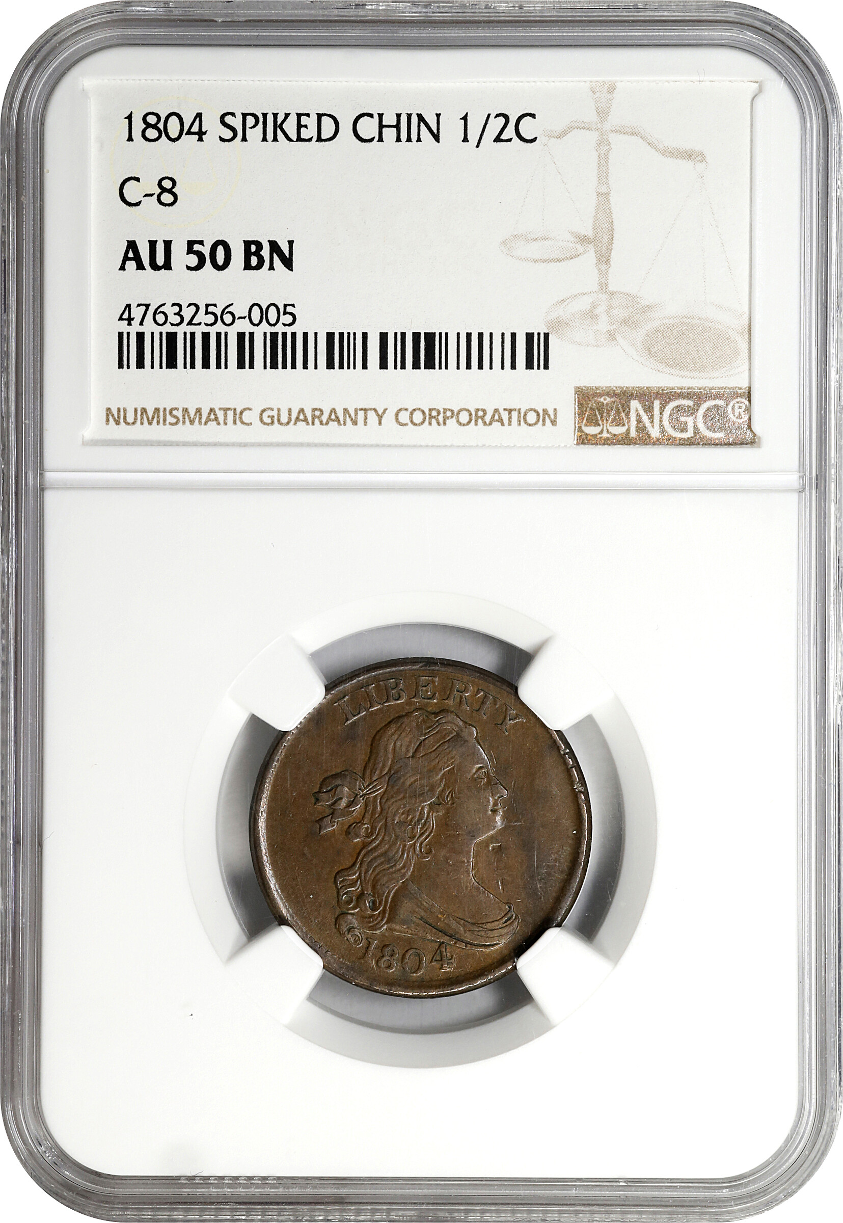 1804 1/2c Spiked Chin, C-8 MS BN XF45 BN thumbnail 7