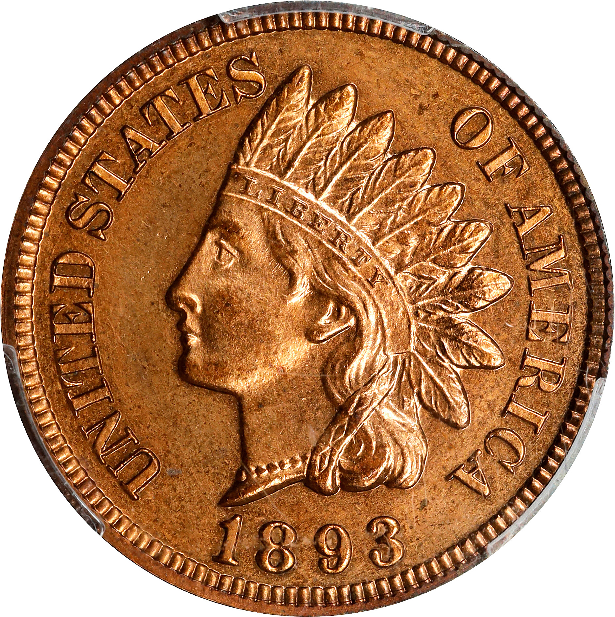 1893 Indian Cent. Proof-65 RB (PCGS).