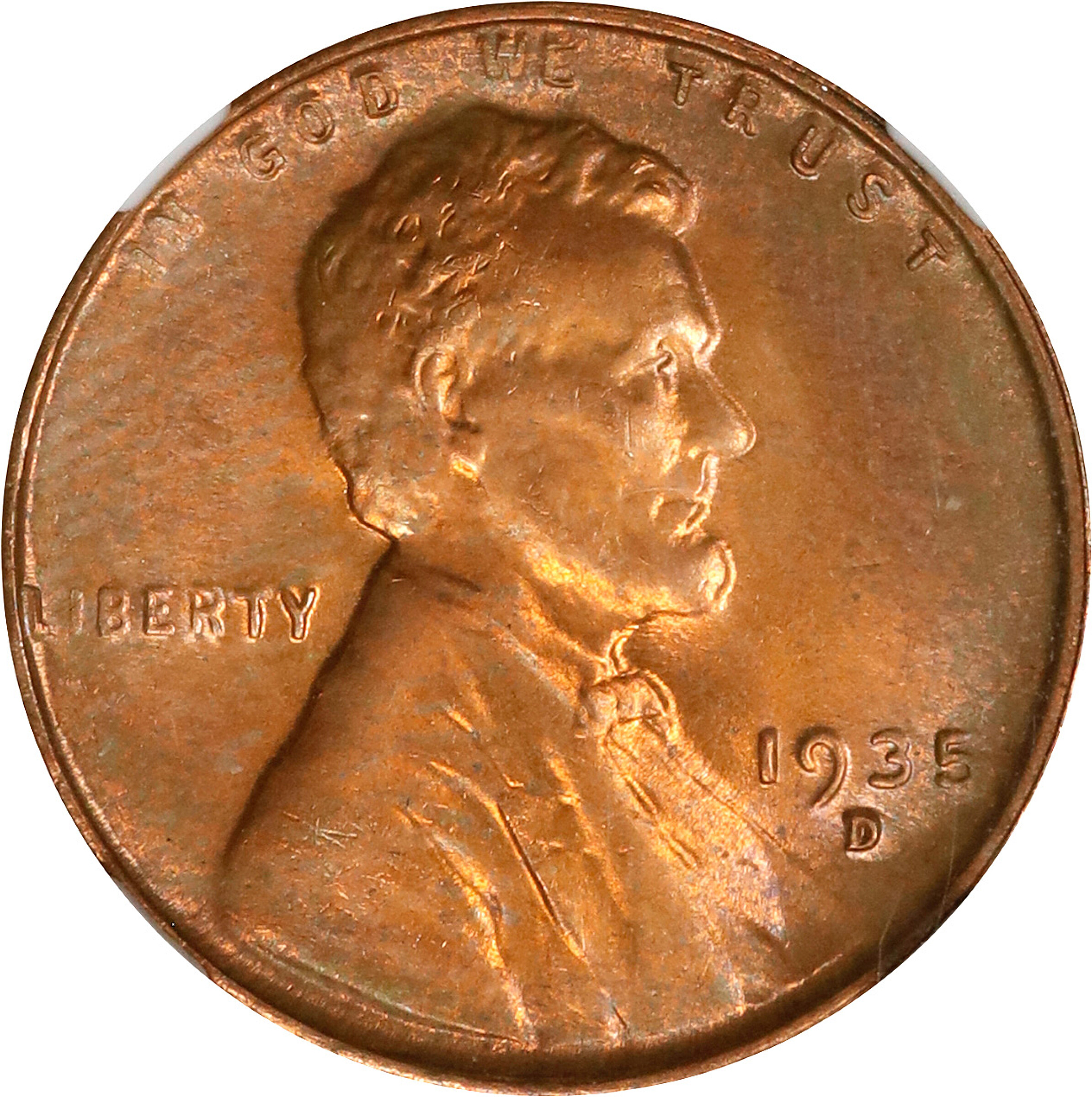 1935-D Lincoln Cent. MS-67 RB (NGC).
