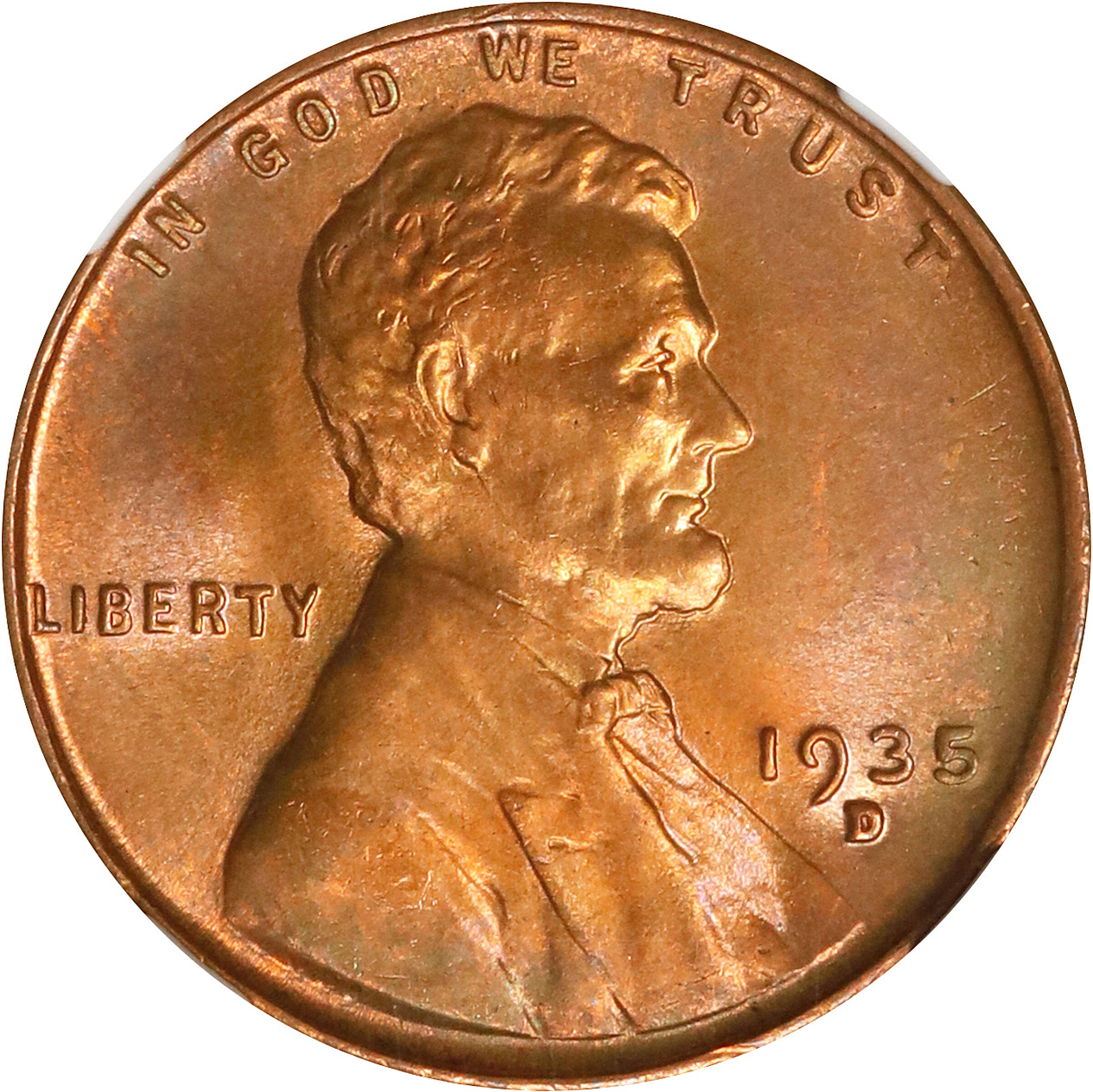 1935-D Lincoln Cent. MS-67 RB (NGC).