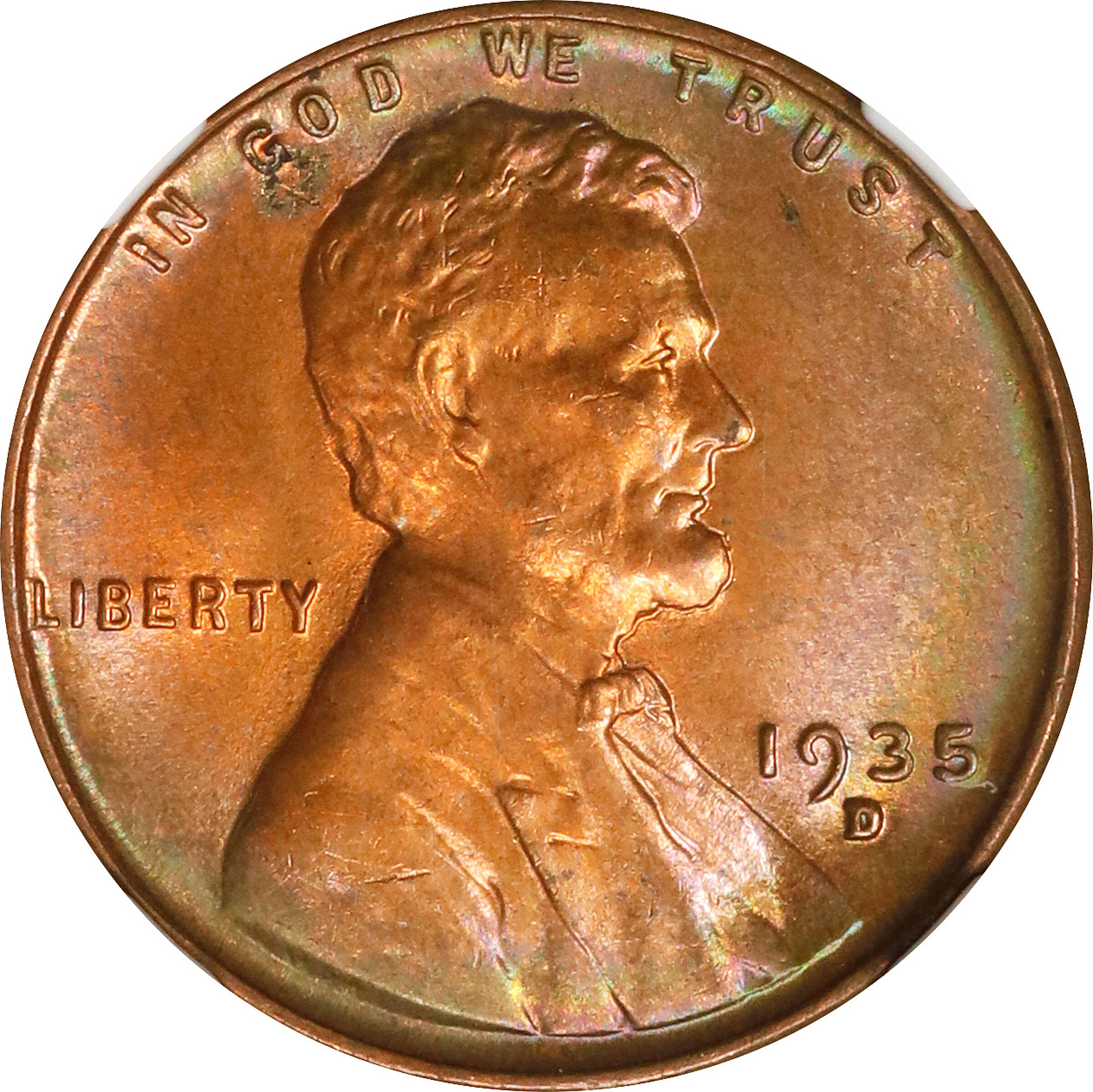 1935-D Lincoln Cent. MS-67 RB (NGC).
