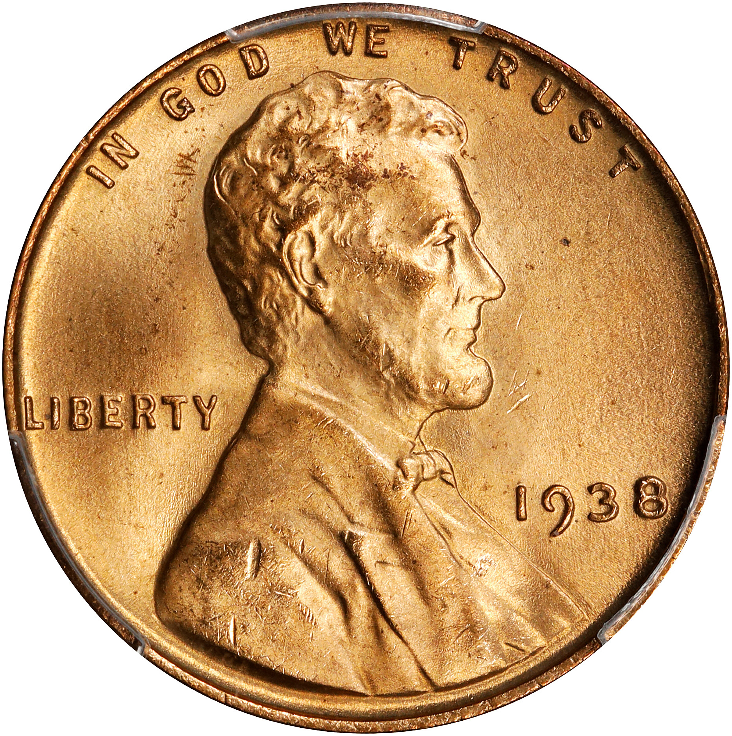 1938 Lincoln Cent. MS-66 RD (PCGS).