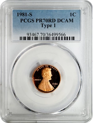 image for: 1981-S Lincoln Cent. Type I Mintmark. Proof-70 RD Deep Cameo (PCGS).