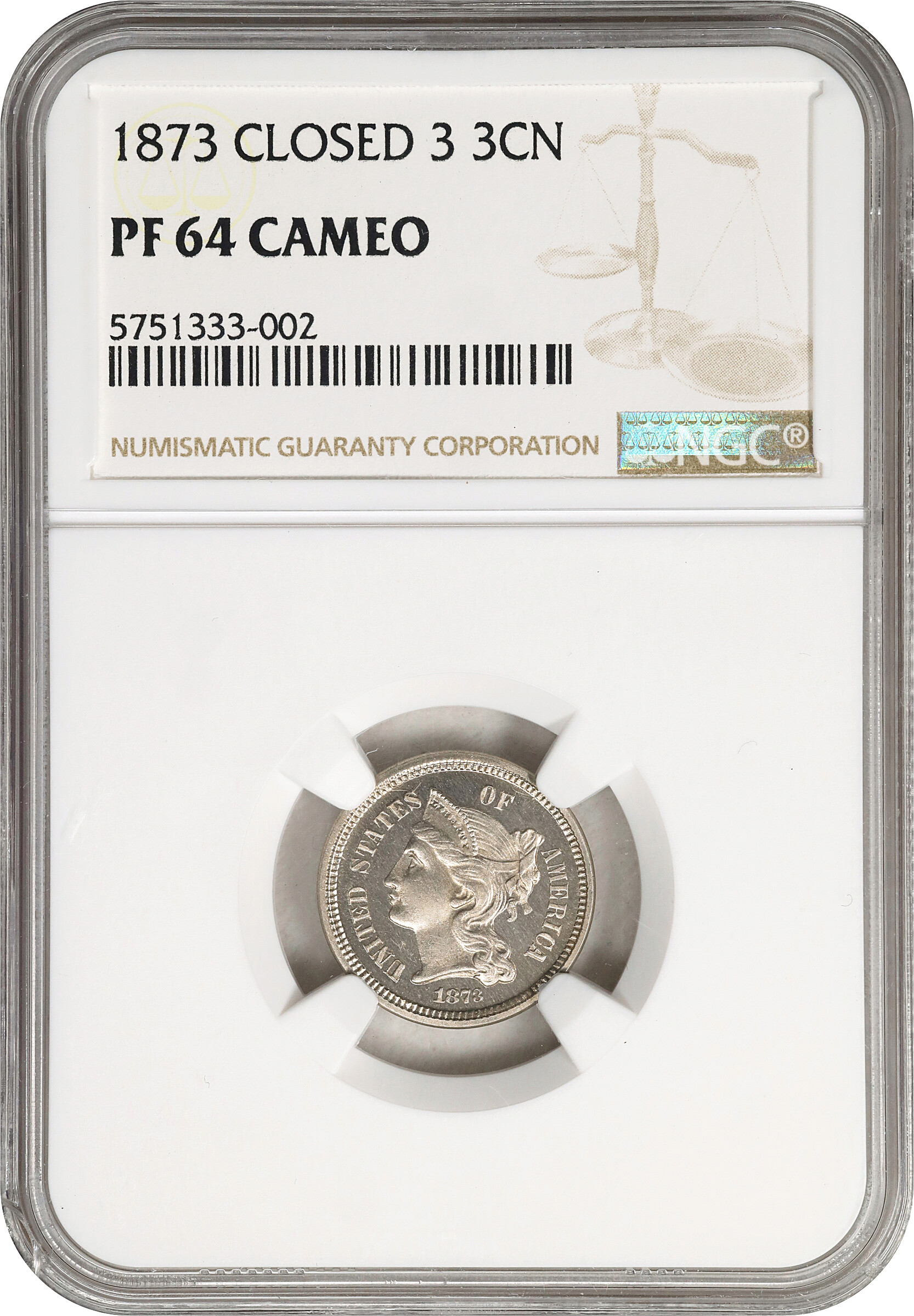 1873 3cN Closed 3 PR CAM PR62 CAM CAC thumbnail 15