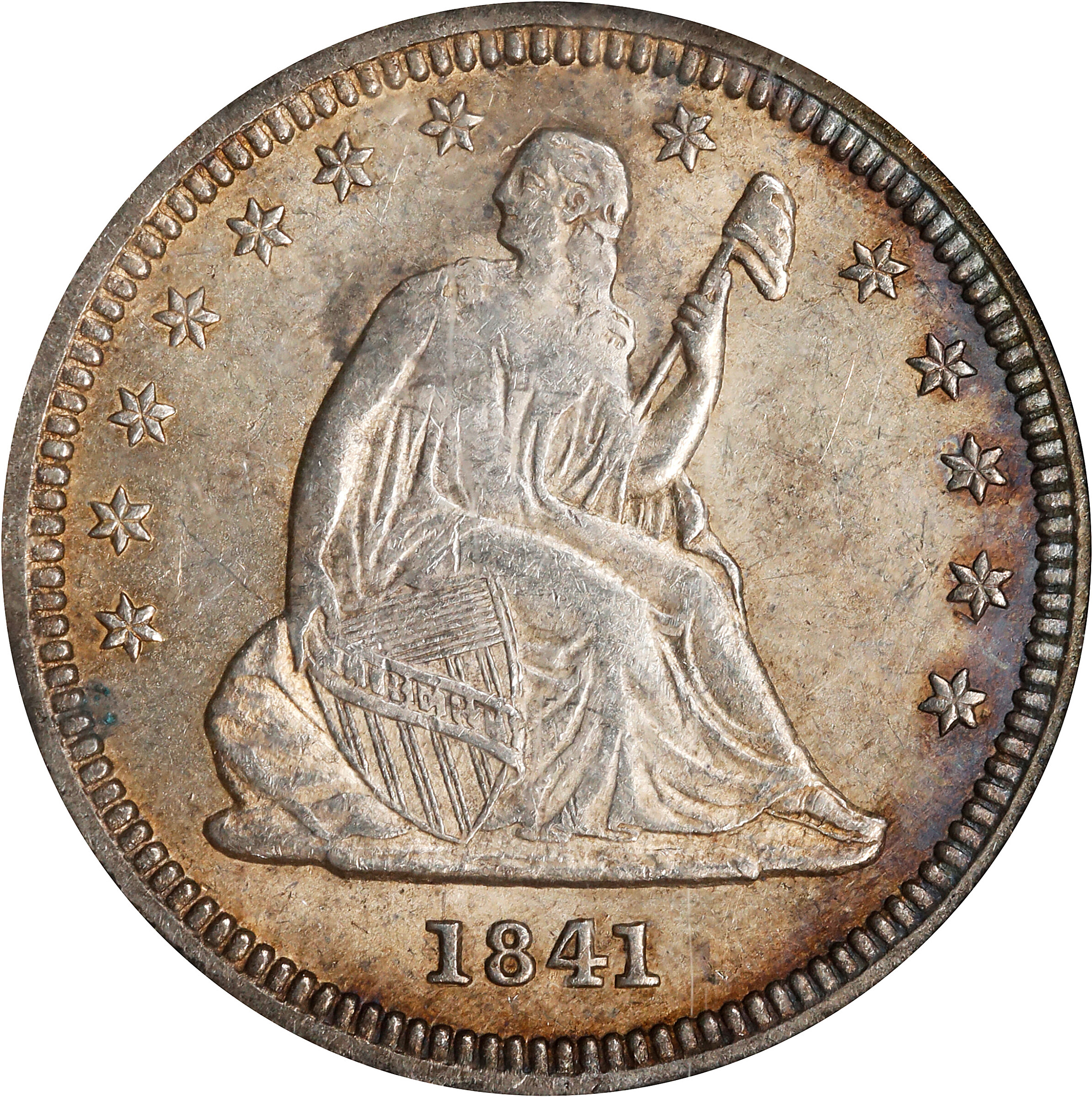 1841-O Liberty Seated Quarter. MS-62 (NGC).
