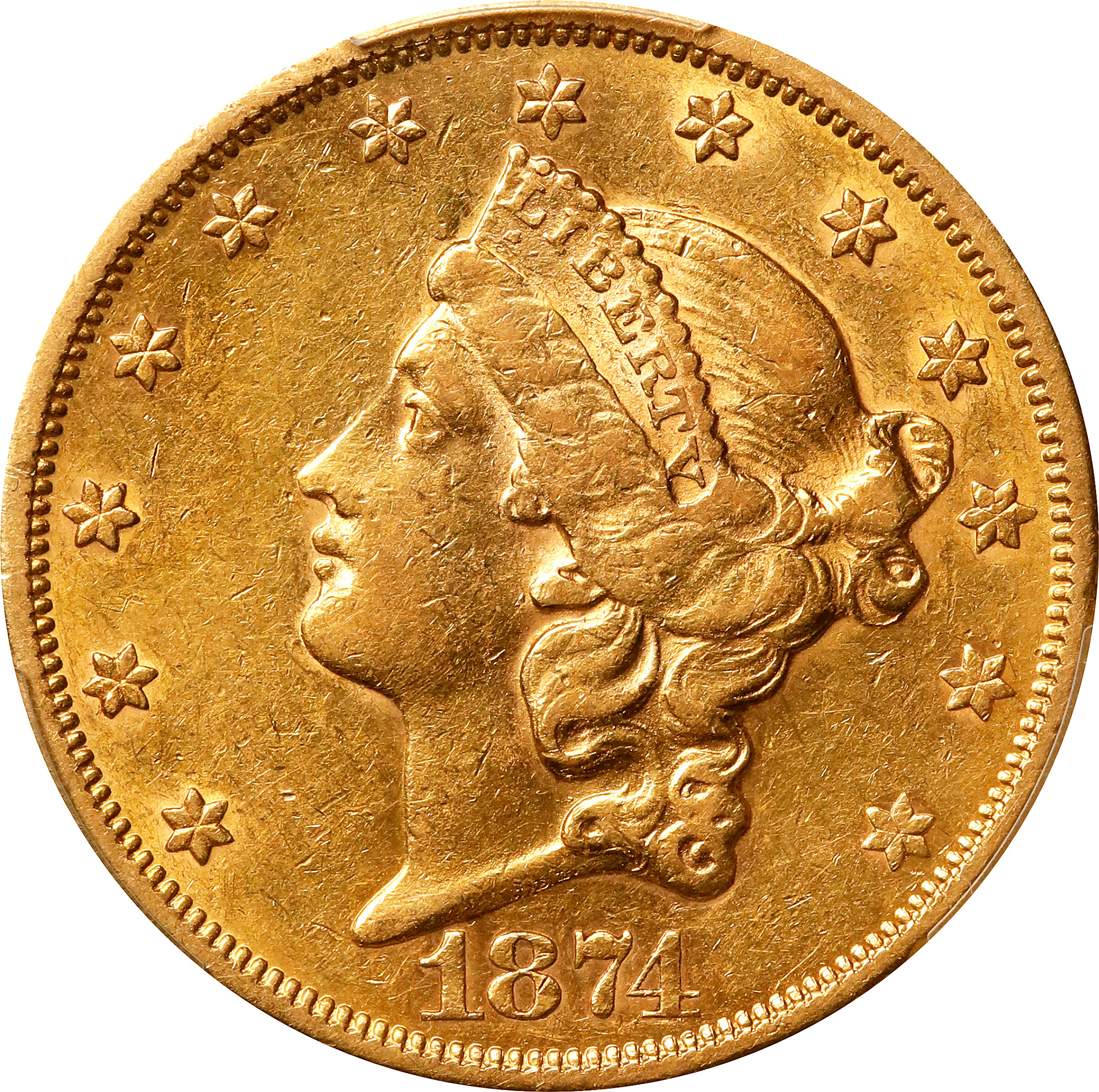 1874-S Liberty Head Double Eagle. AU-50 (PCGS).