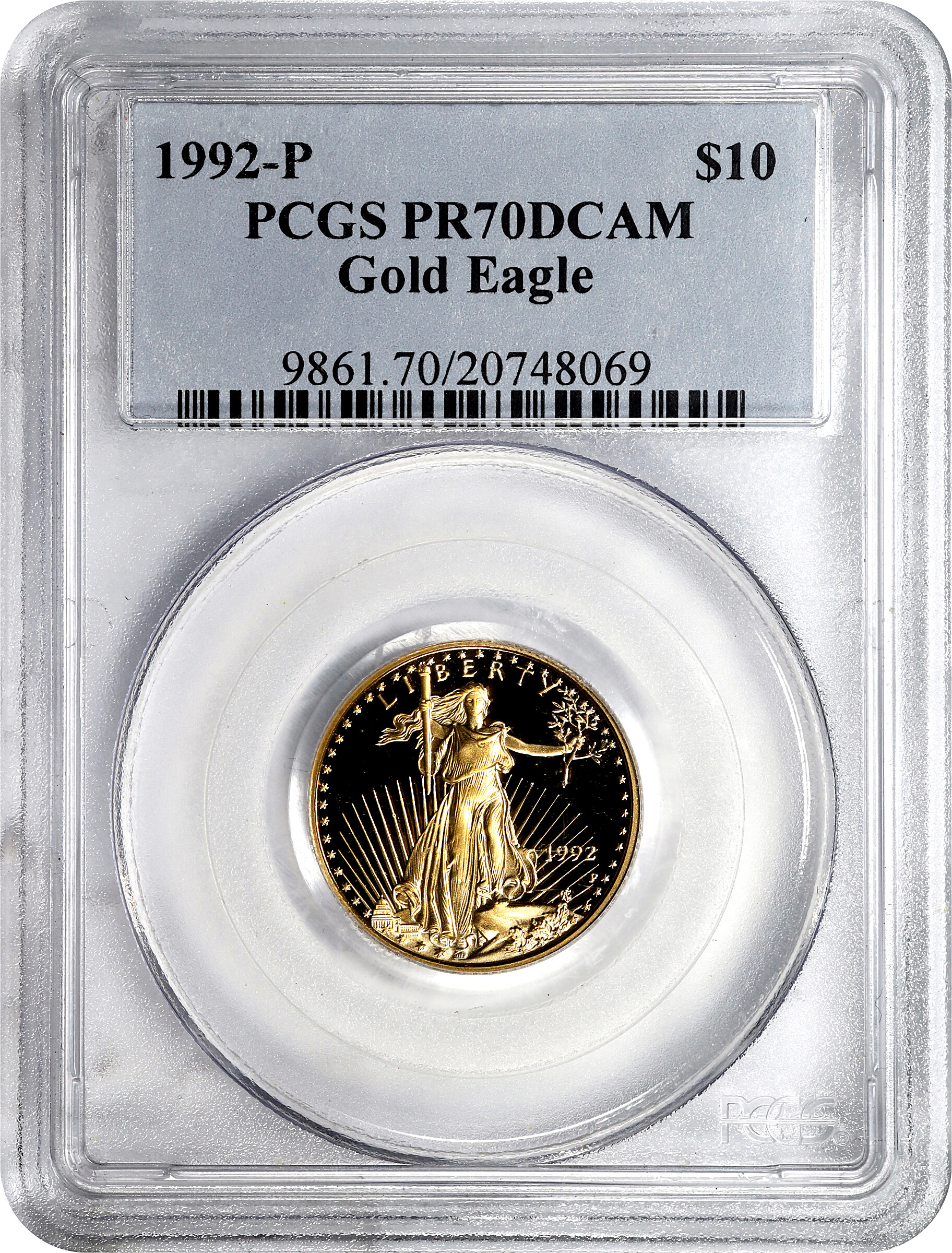 1992-P $10  Gold Eagle PR DCAM PR70 DCAM thumbnail 5