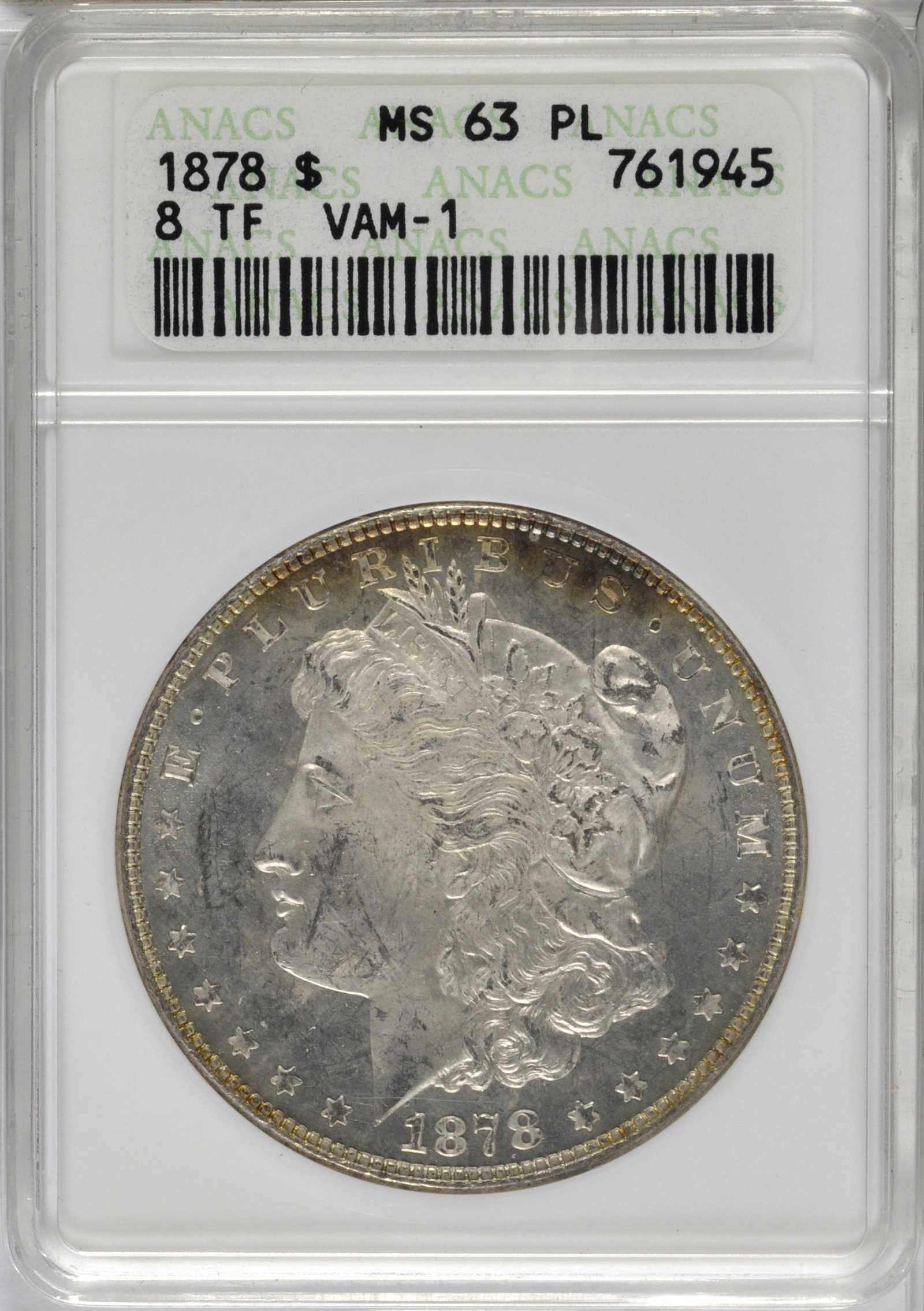 1878 8TF $1  Spear Point, VAM-1 MS PL MS63 PL thumbnail 7