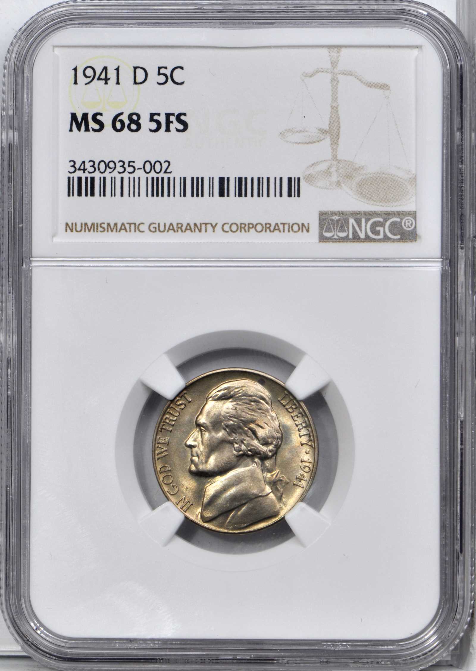 1941-D/D 5c Repunched Mintmark, FS-501 MS FS MS66 FS CAC thumbnail 4