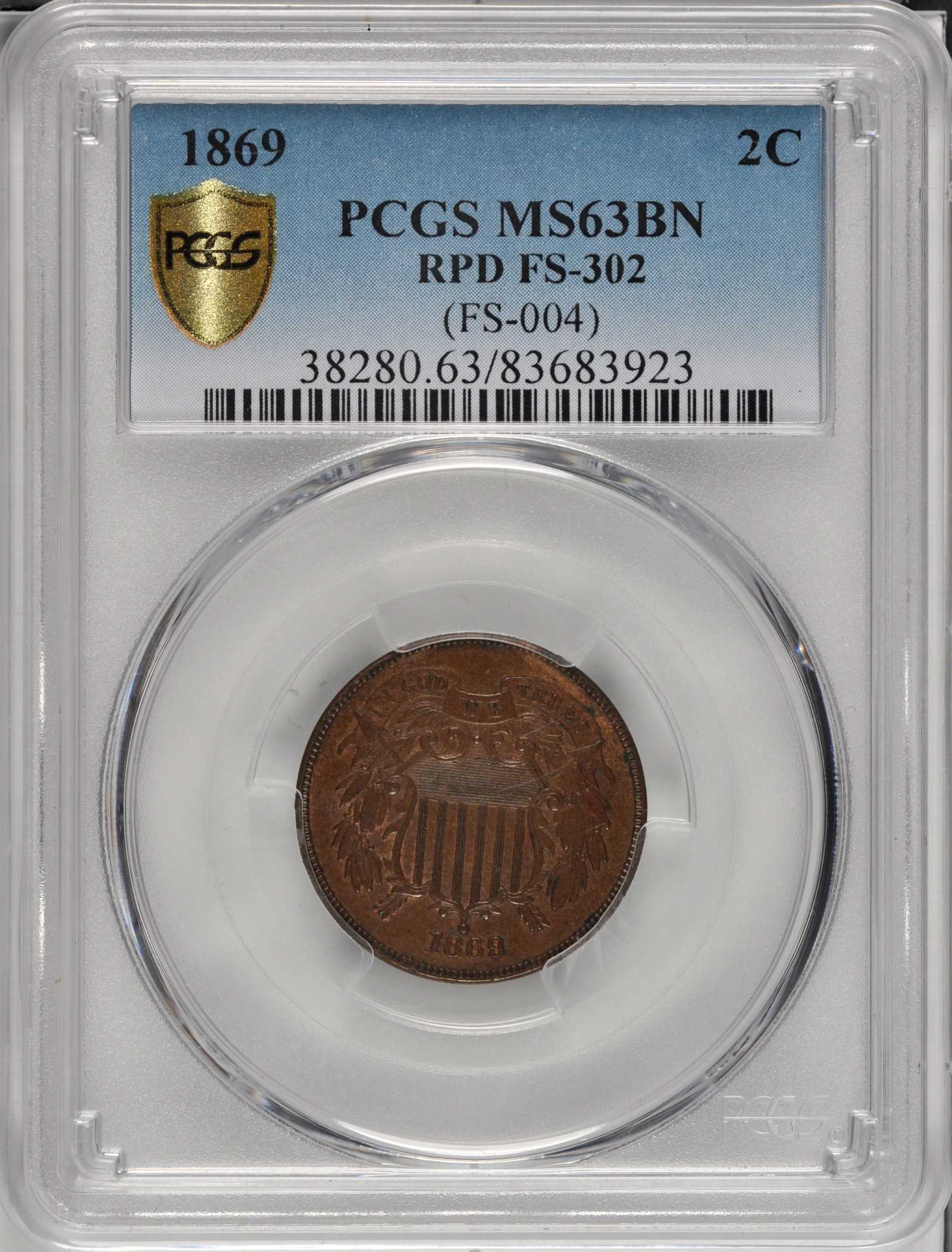 1869 2c Repunched Date, FS-302 MS BN MS61 BN thumbnail 5