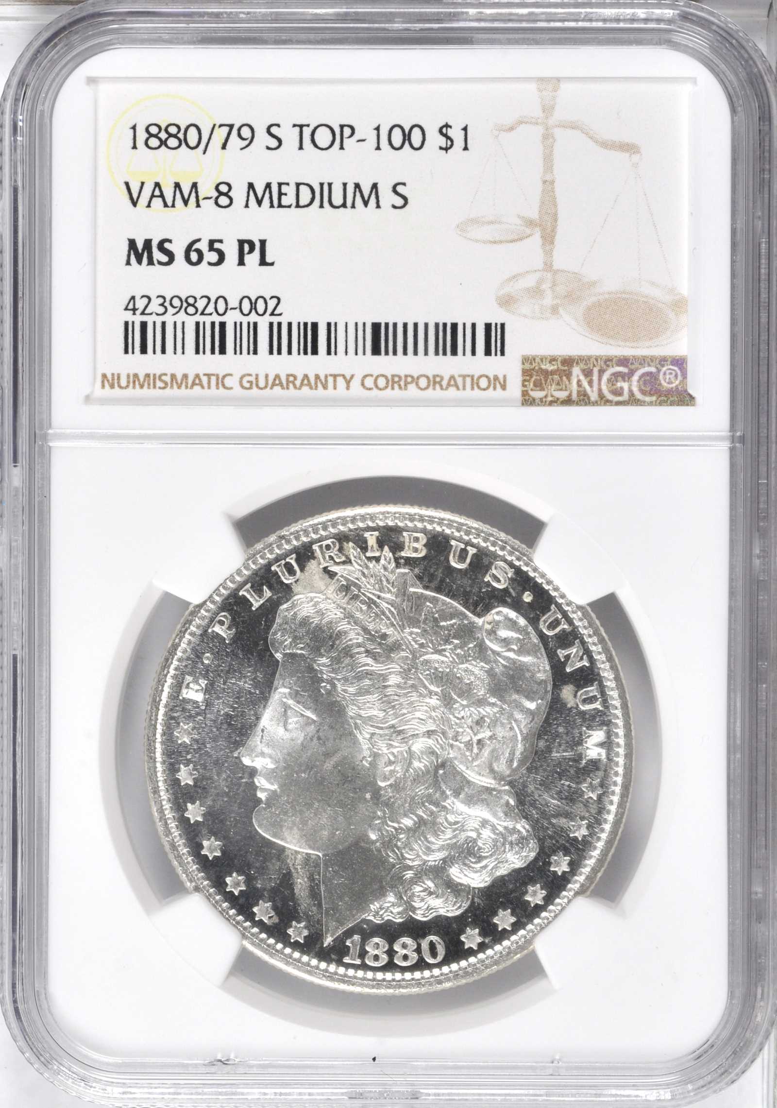 1880/79-S $1  Medium S, VAM-8 MS PL MS62 PL thumbnail 9