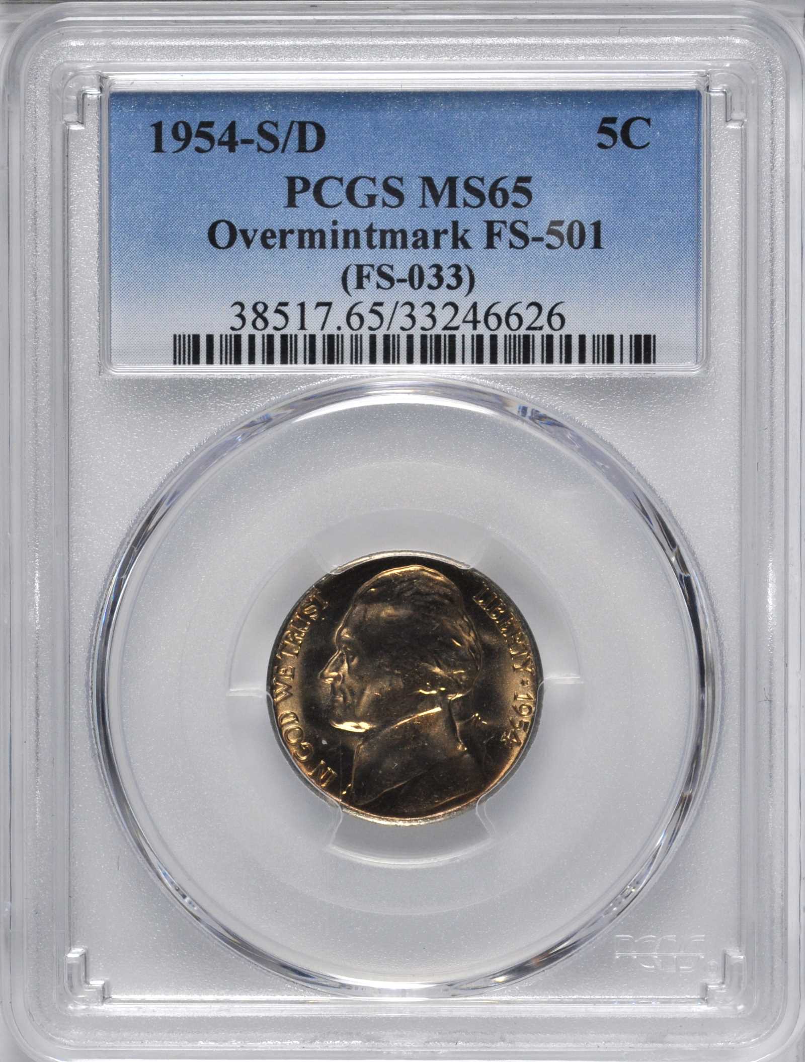 1954-S/D 5c Overmintmark, FS-501 MS65 thumbnail 13