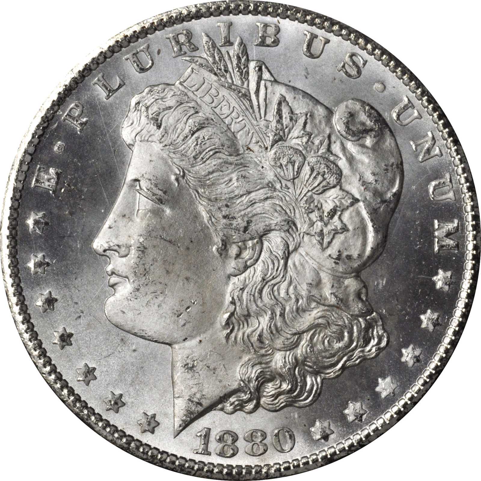 1880-CC GSA Morgan Silver Dollar. VAM-6. Top 100 Variety. 8/Low 7. MS-65 (NGC). CAC.