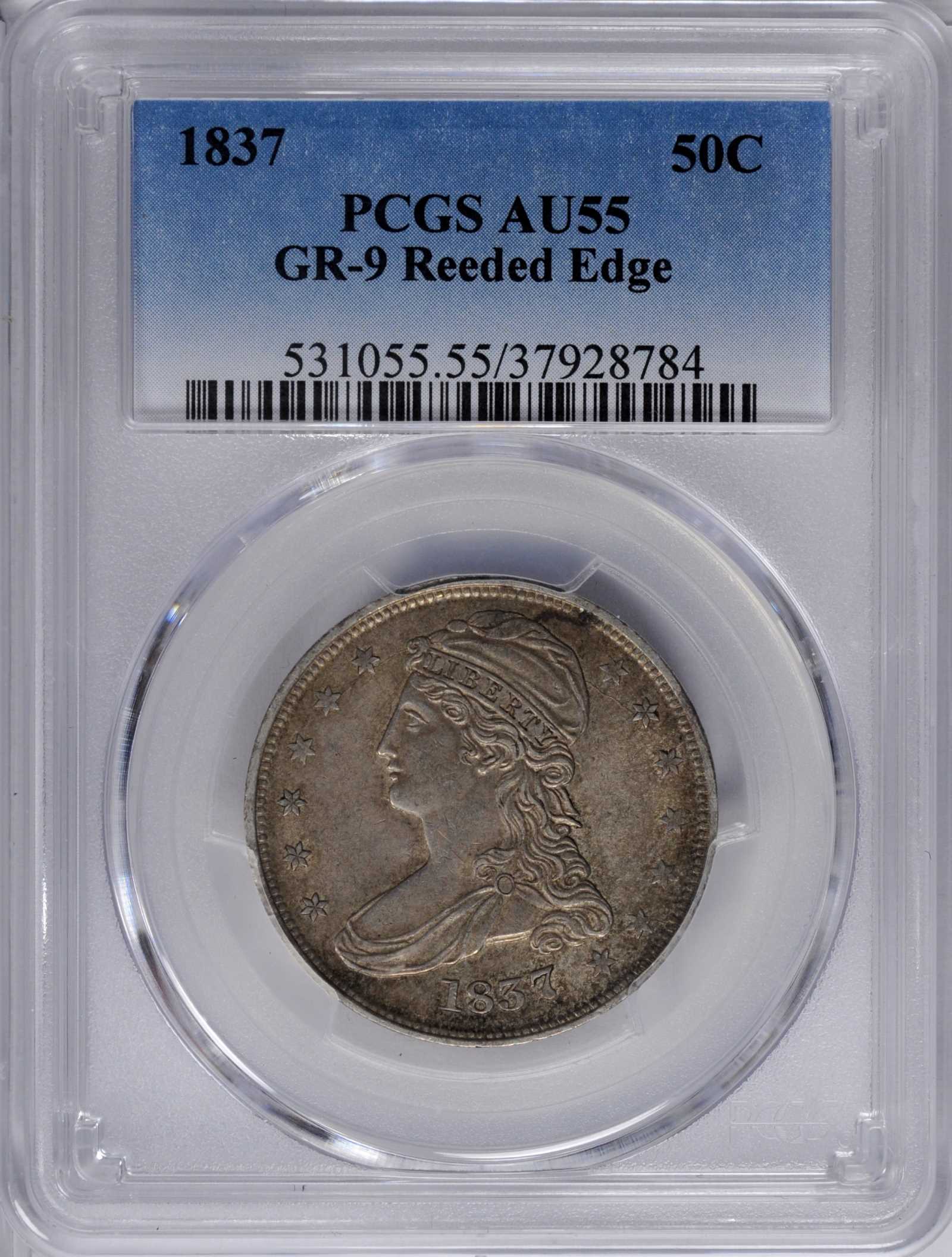 1837 50c Reeded Edge, GR-9 VF30 thumbnail 10