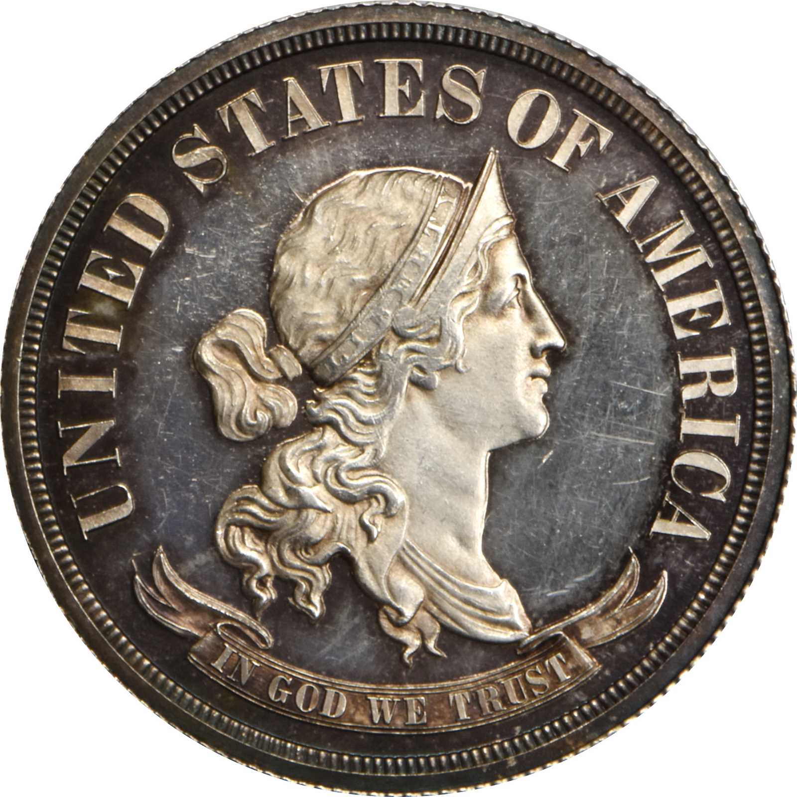 1870 Pattern Half Dollar. Judd-951, Pollock-1094. Rarity-5. Silver. Reeded Edge. Proof-63 Cameo (PCGS).