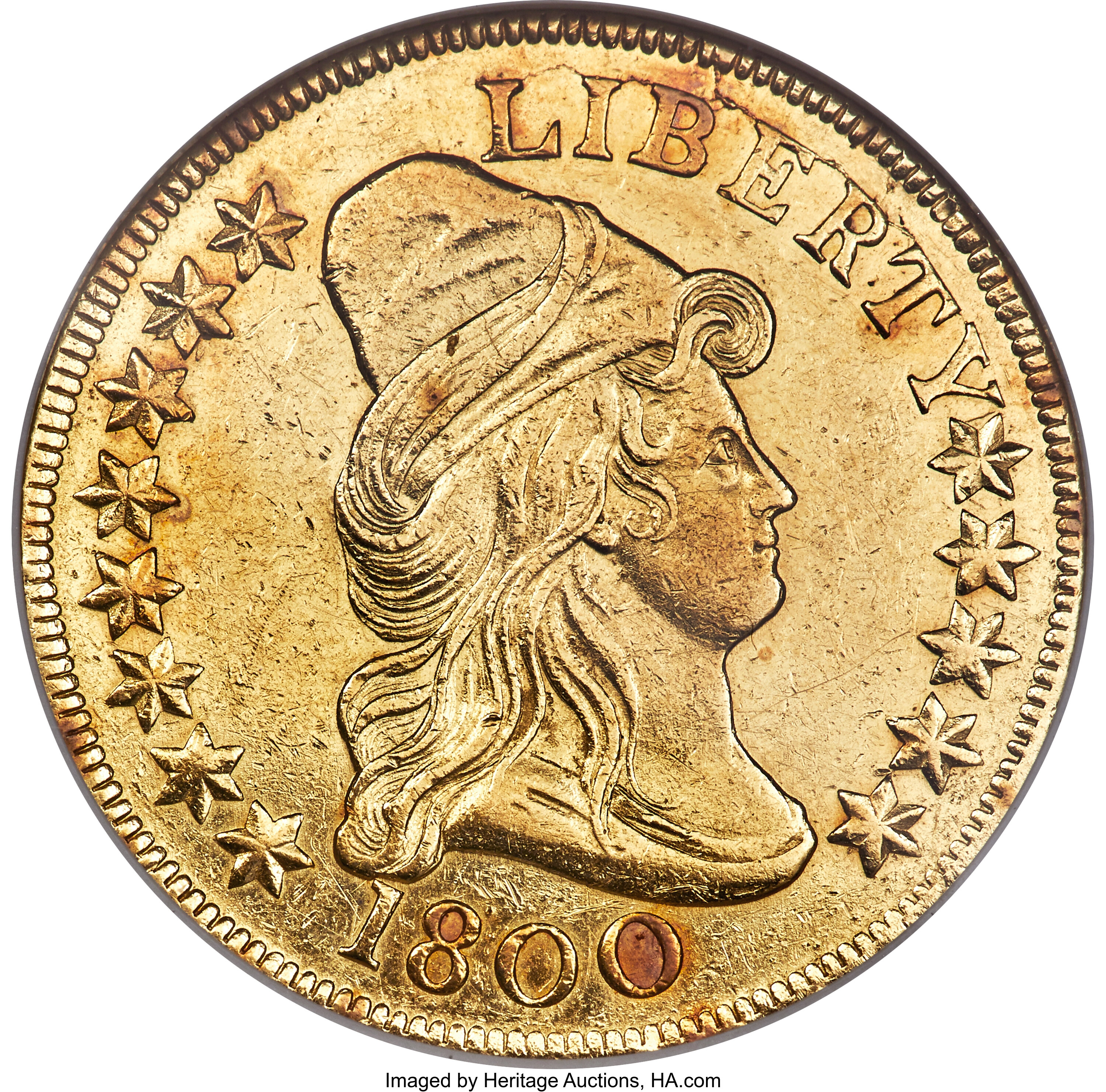 1800 $10 BD-1, High R.3 -- Cleaned -- ANACS. AU53 Details. ...