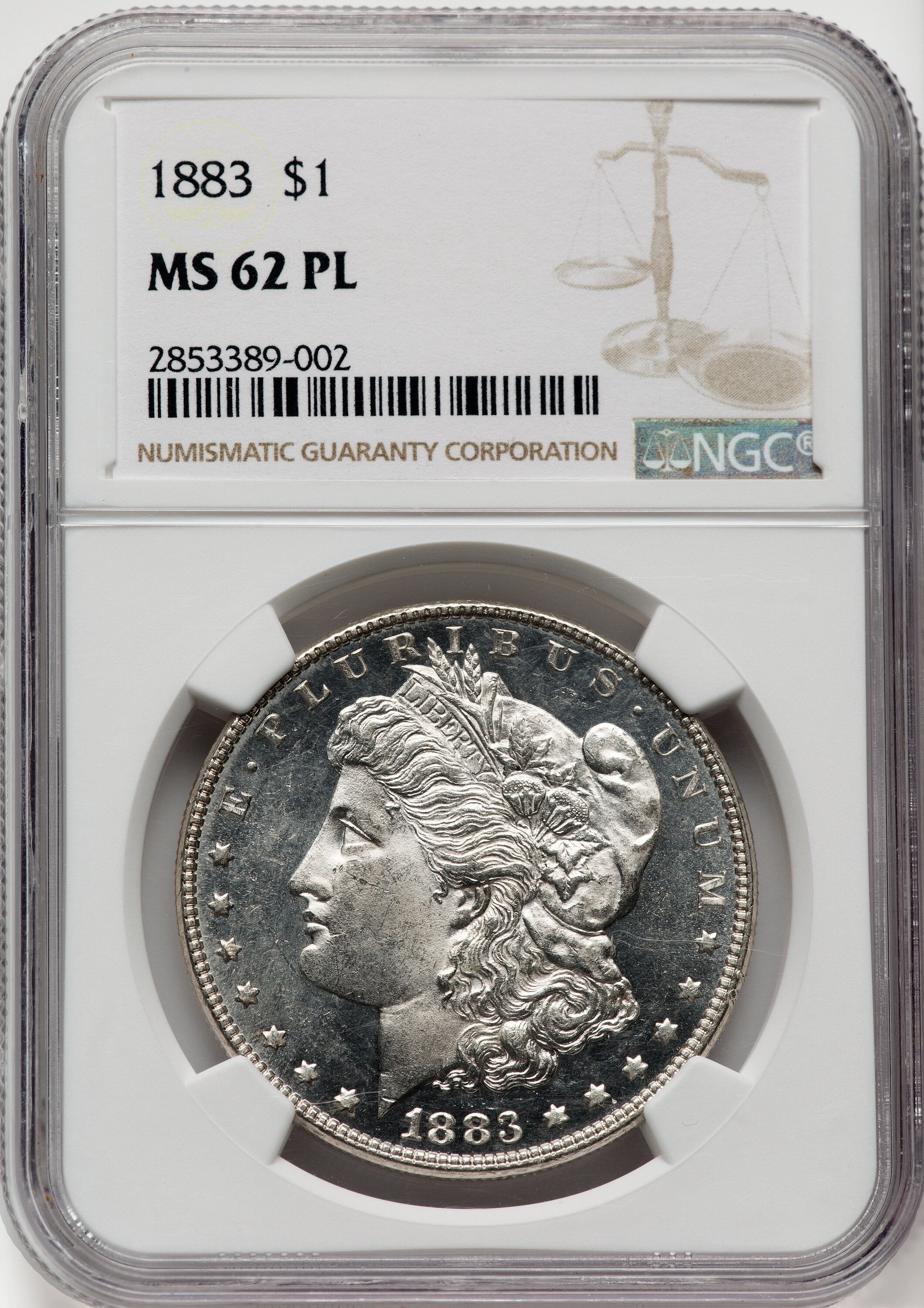 1883 $1 MS62 Prooflike NGC. NGC Census: (85/406). PCGS Population: (114/647). CDN: $110 Whsle. Bid for NGC/PCGS MS62. Minta...