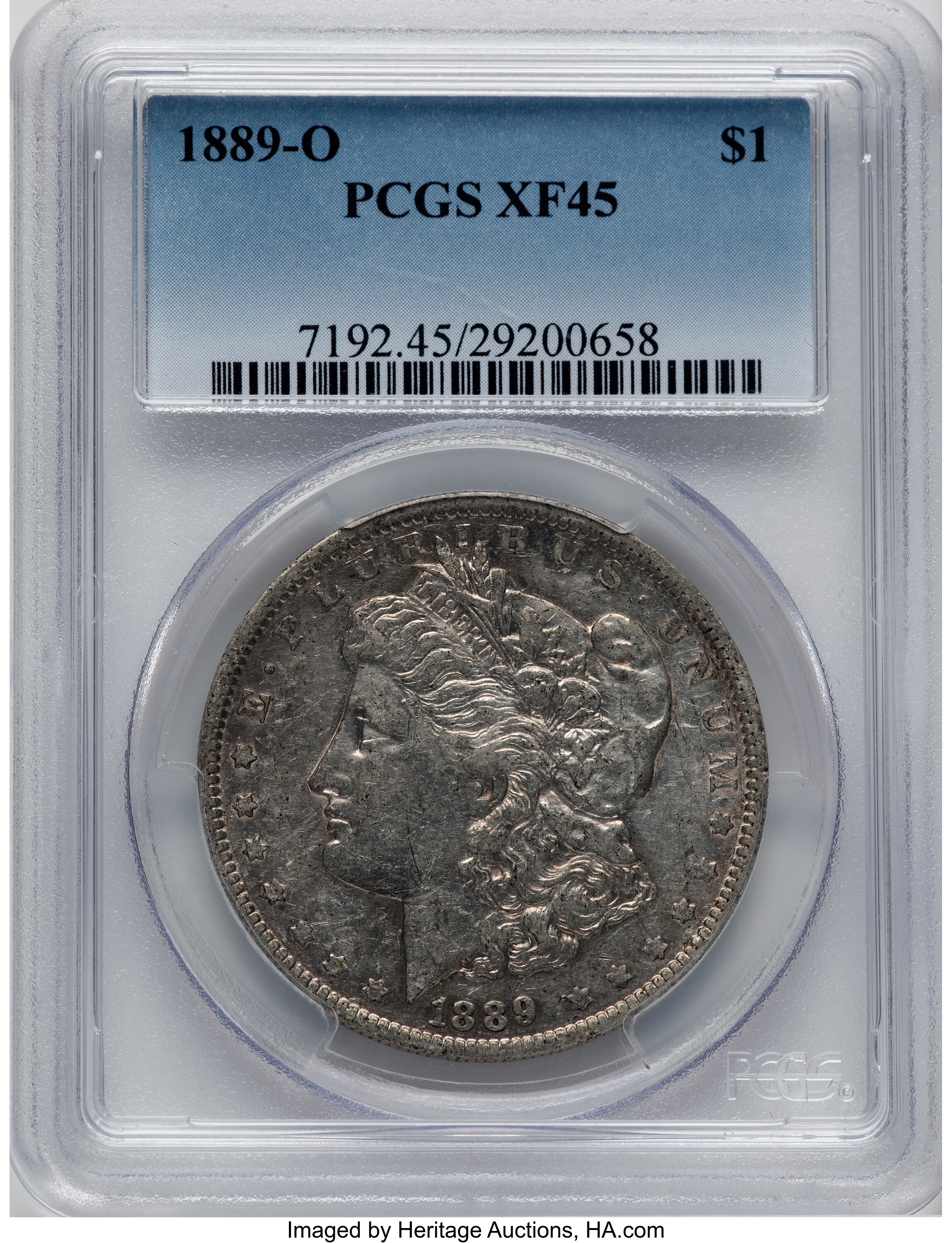 1889-O $1 Weak E Reverse, VAM 20A, Top 100, XF45 PCGS. PCGS Population: (157/8183). NGC Census: (107/5312). CDN: $55 Whsle....