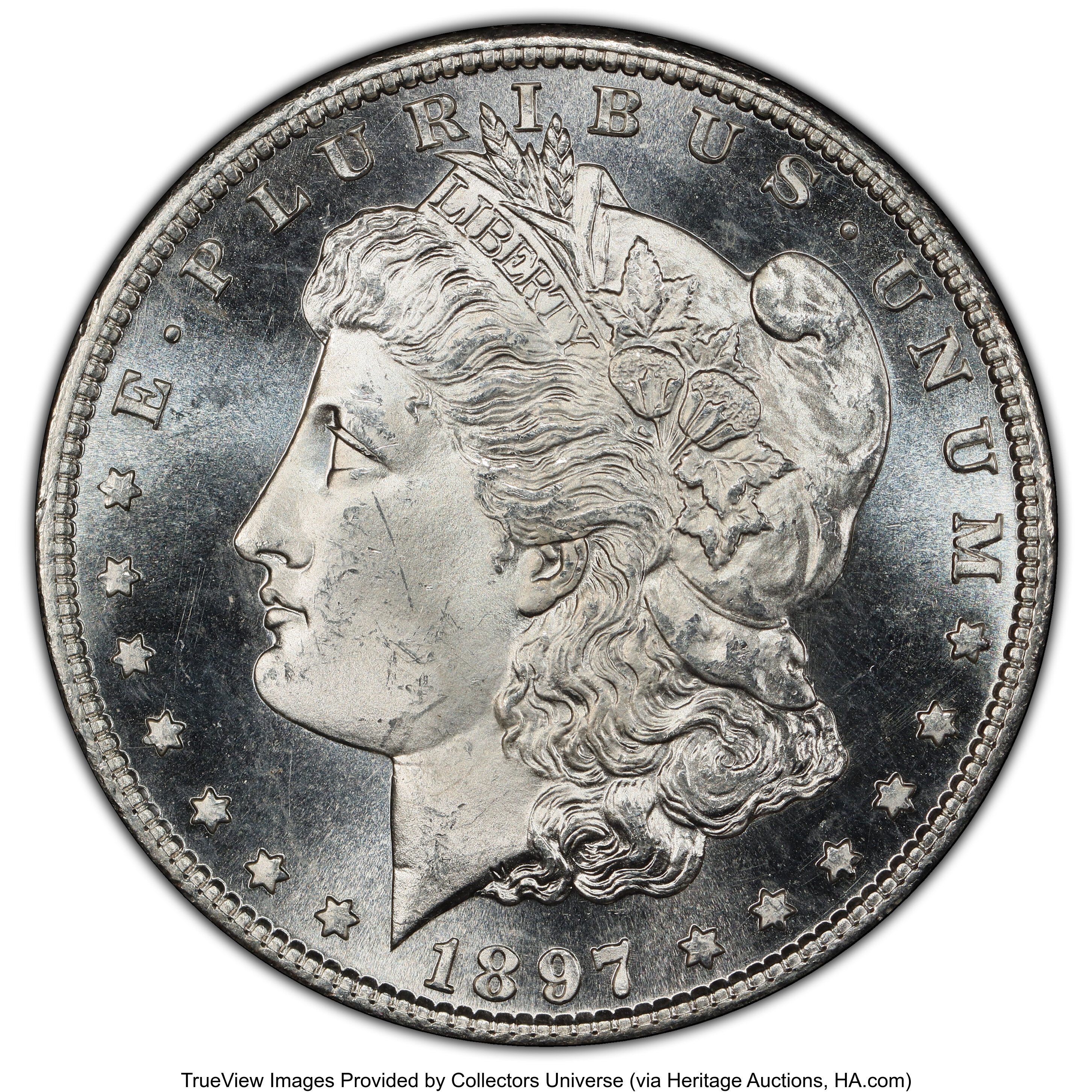 1897-S $1 MS66 Prooflike PCGS. PCGS Population: (42/4 and 5/0+). NGC Census: (22/2 and 1/0+). CDN: $1,900 Whsle. Bid for NG...