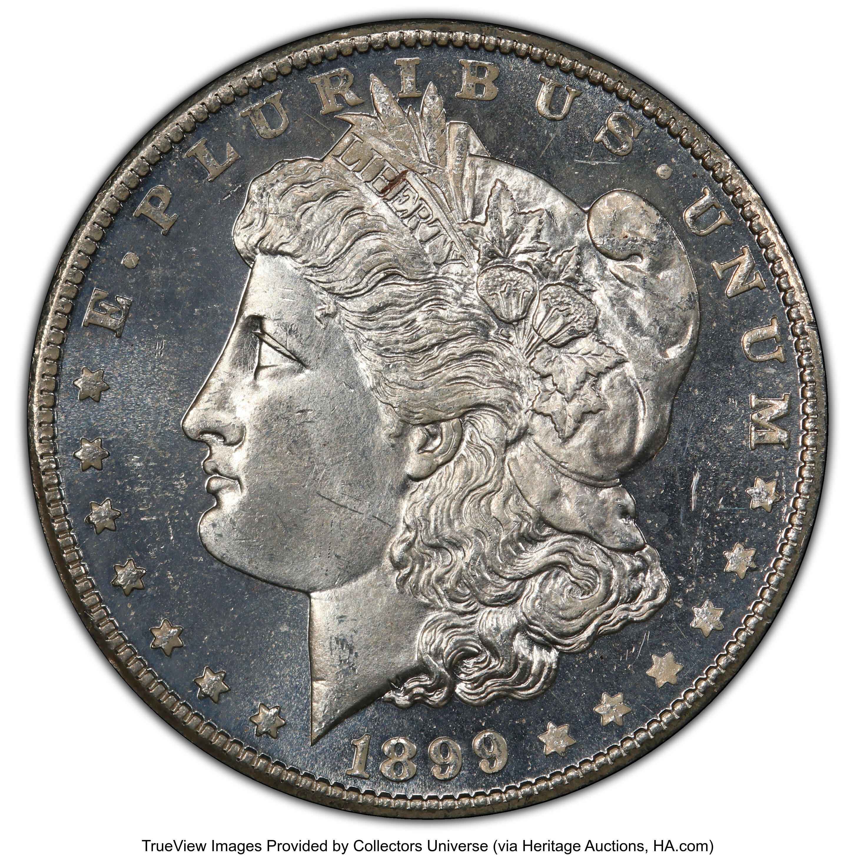 1899-O $1 MS65 Deep Mirror Prooflike PCGS. PCGS Population: (46/20 and 2/2+). NGC Census: (20/7 and 0/0+). CDN: $1,700 Whsl...