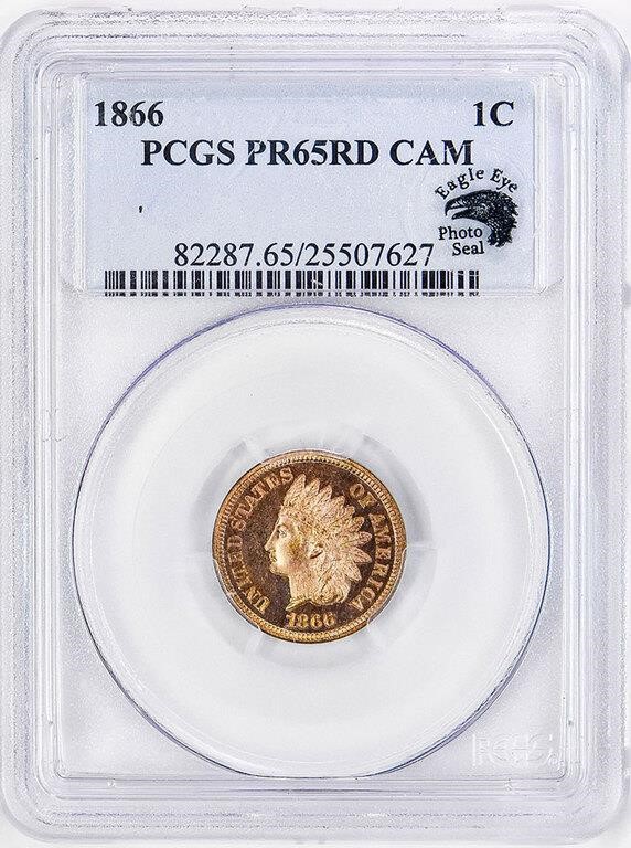 1866 1c PR RD CAM PR65 RD CAM thumbnail 3