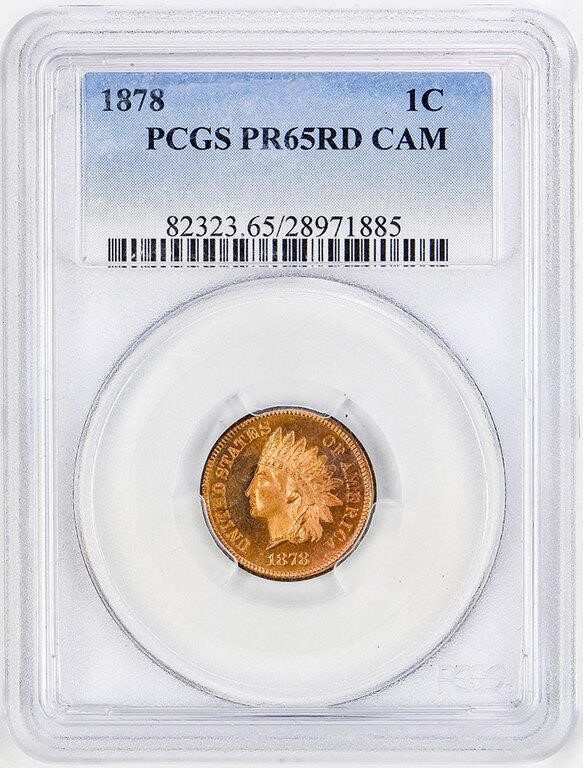 1878 1c PR RD CAM PR65 RD CAM CAC thumbnail 3