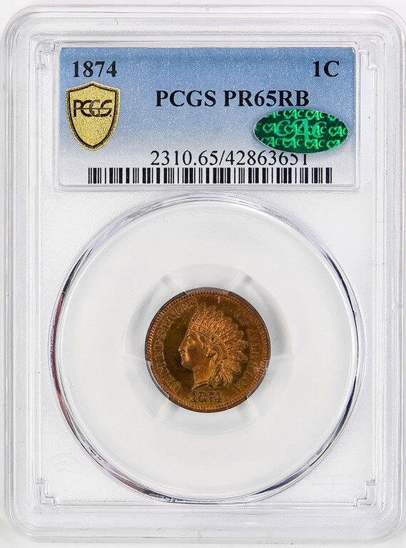1874 1c PR RB PR65 RB CAC thumbnail 3