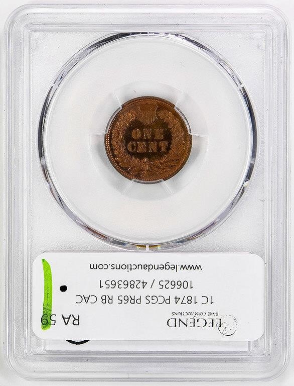 1874 1c PR RB PR65 RB CAC thumbnail 4